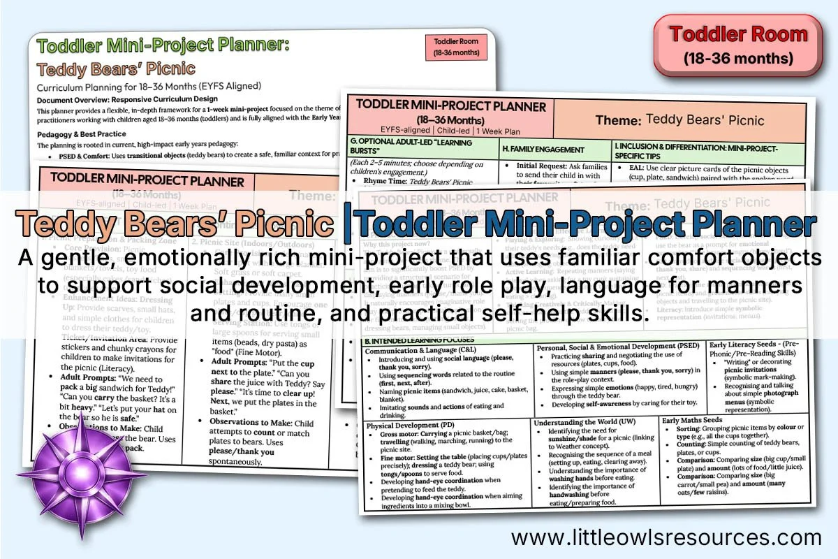 Teddy Bears’ Picnic | Toddler Mini-Project Planner (18–36 Months)