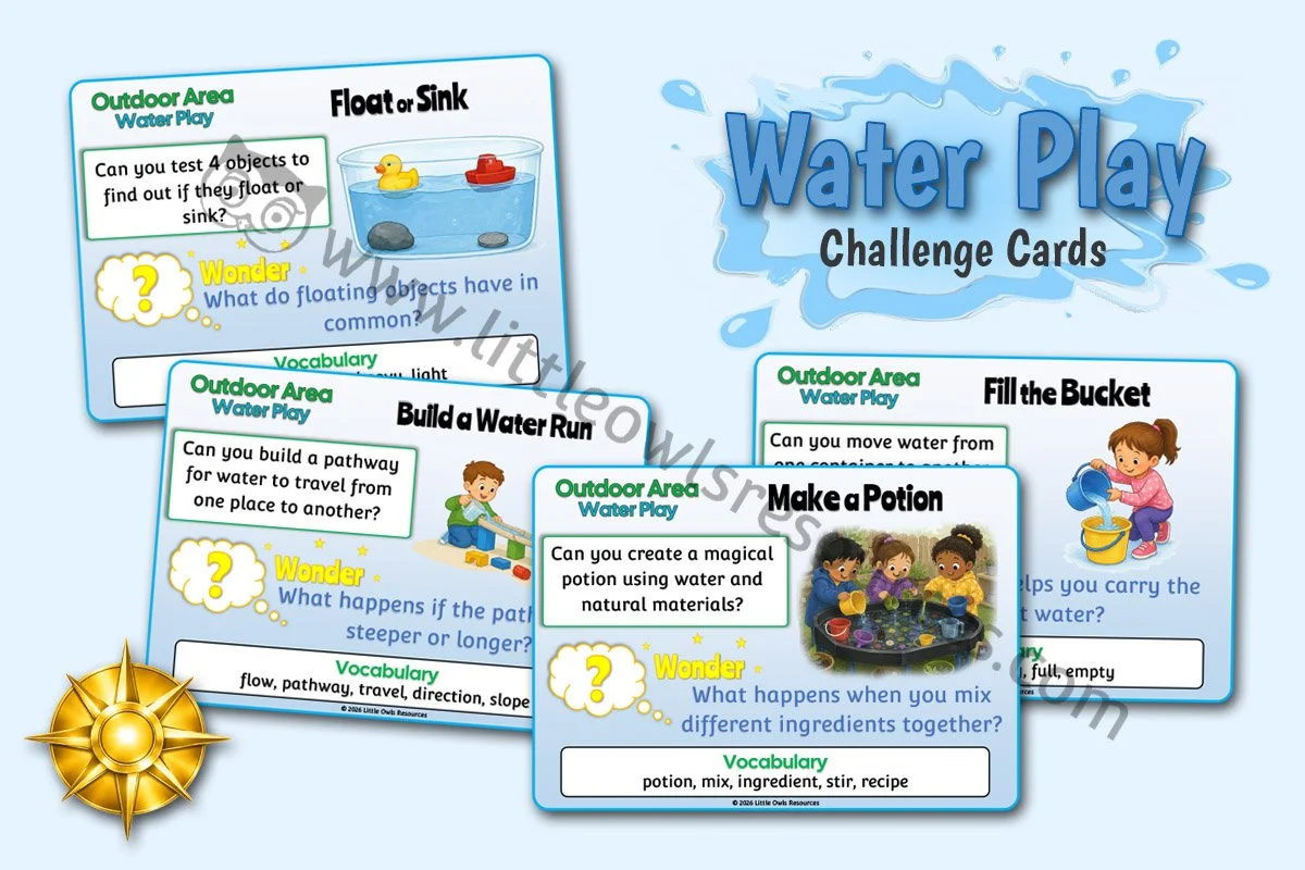Outdoor Water Play Challenge Cards | EYFS Outdoor Provision Resource 💧