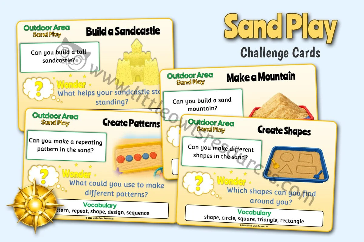 Outdoor Sand Play Challenge Cards | EYFS Outdoor Provision Resource 🏖️
