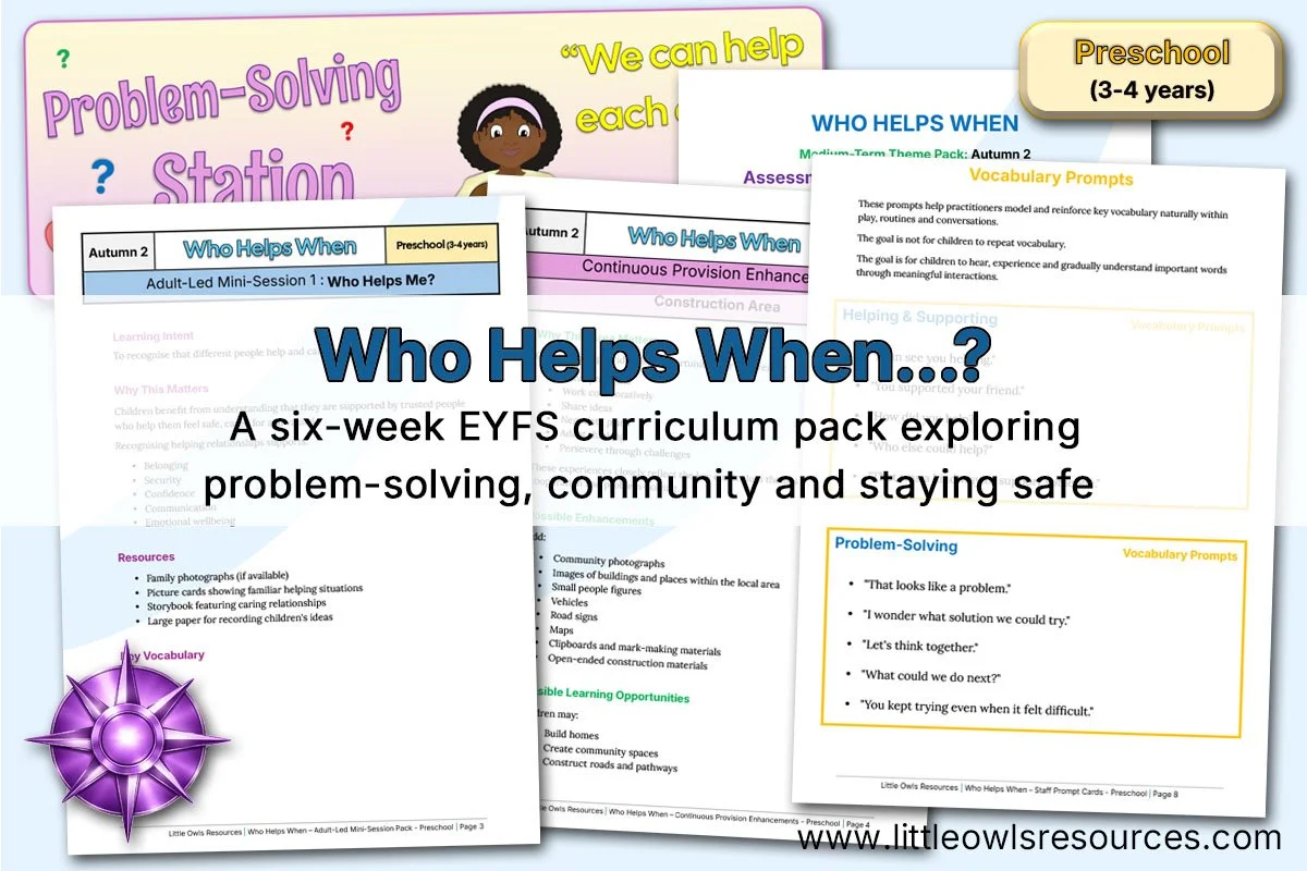 Preschool EYFS Theme Pack – Who Helps When…? (Autumn 2) | 3–4 Years