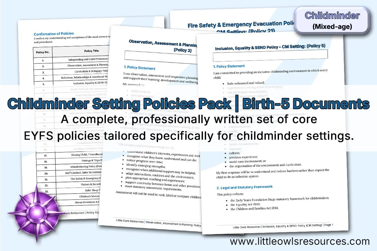 Childminder Setting Policies Pack | Birth-5 Documents (Overview)