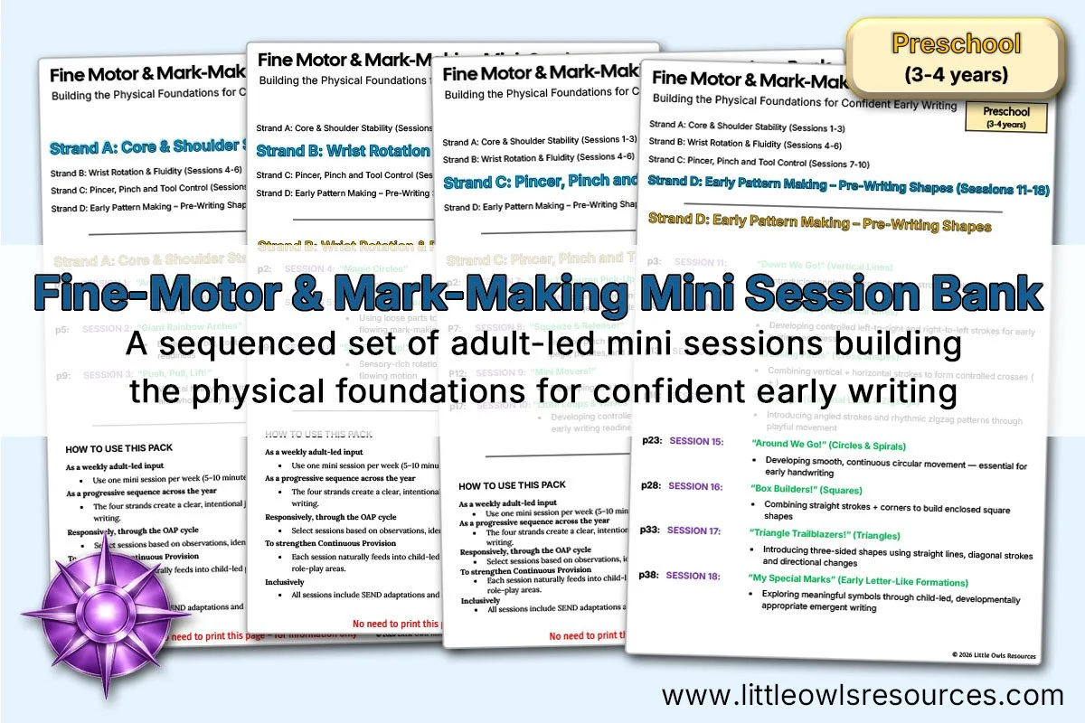 Fine-Motor &amp; Mark-Making Mini Session Bank | Preschool (3–4 Years)