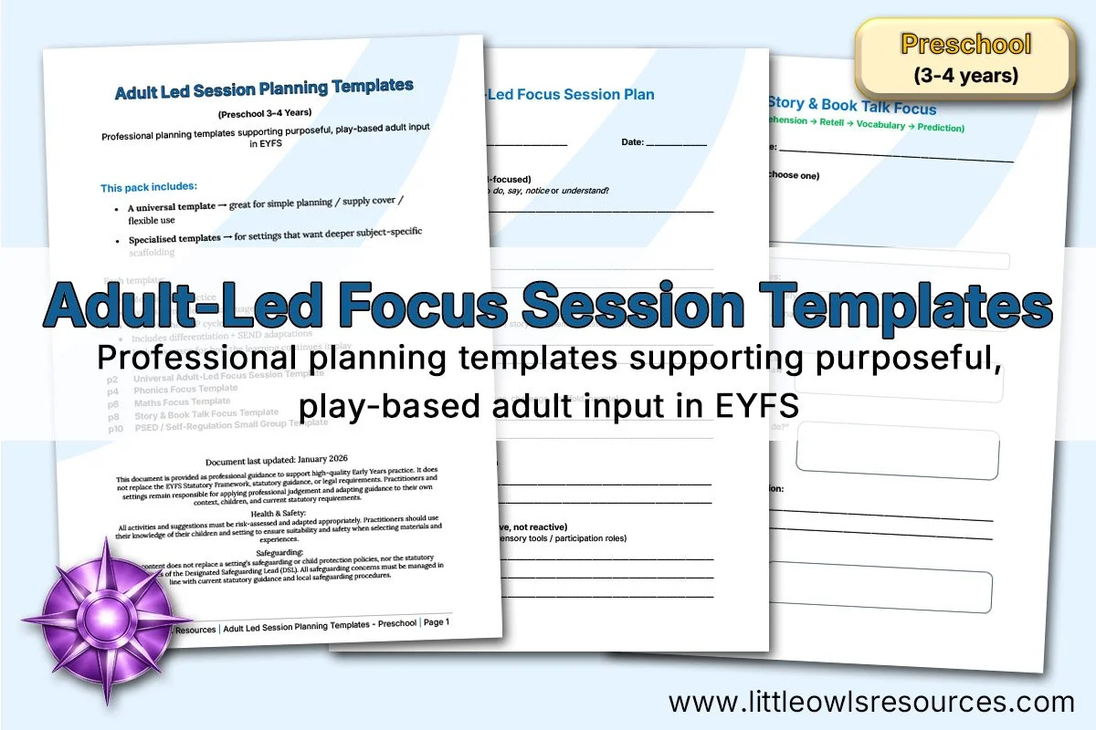 Adult-Led Focus Session Templates | Preschool (3–4 Years)
