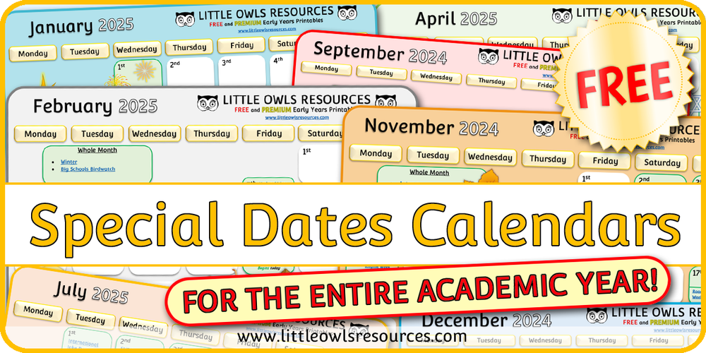 Special Dates Calendar Early Years/EYFS/Preschool Festivals