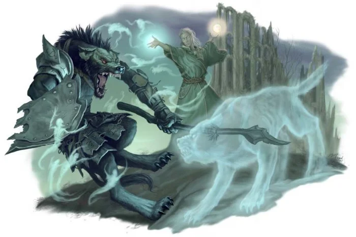 See, this guy is trying to be cool with a ghostly wolf. He should try just a plate of tasty food…