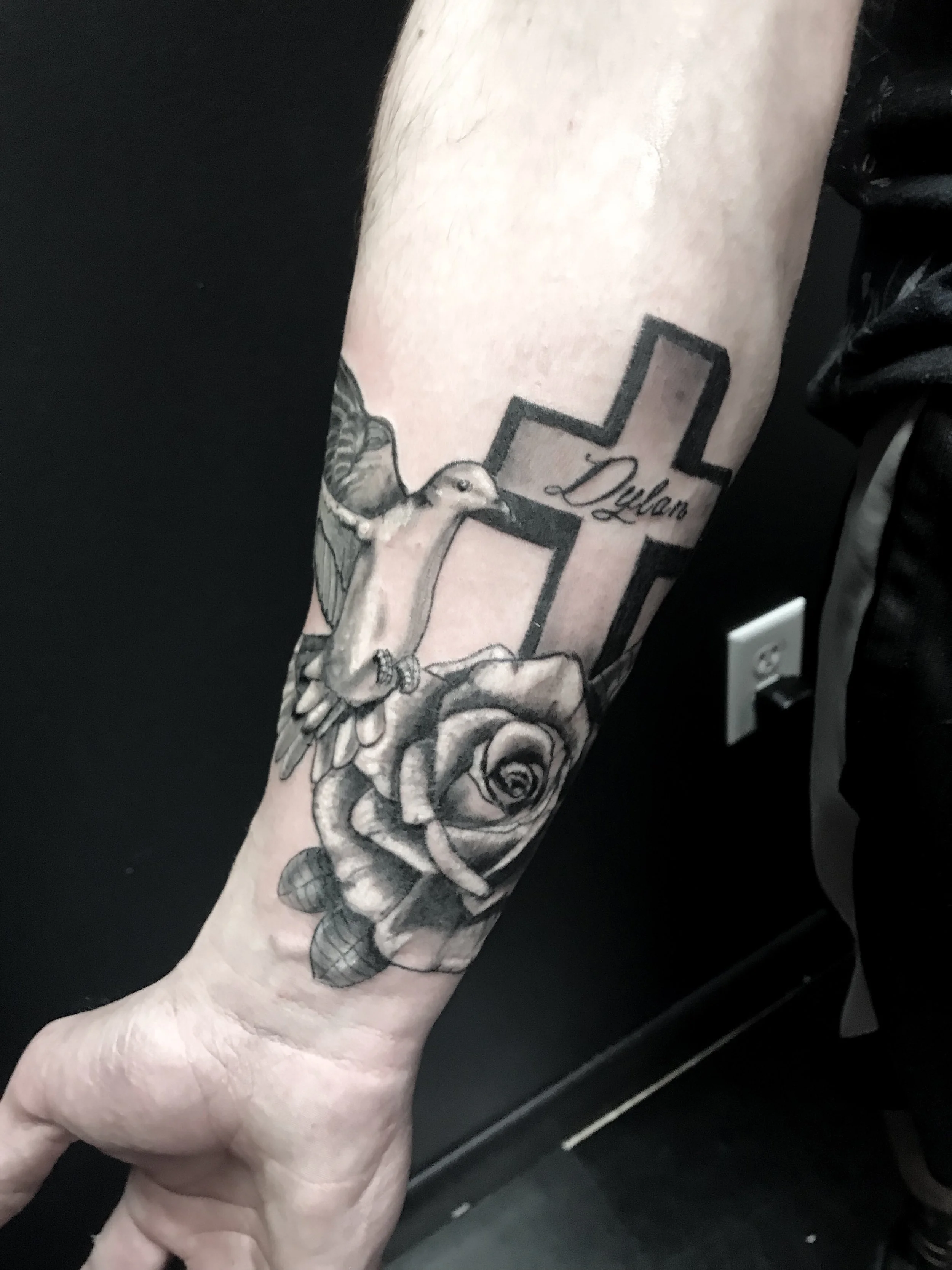 Black and Grey Memorial Tattoo
