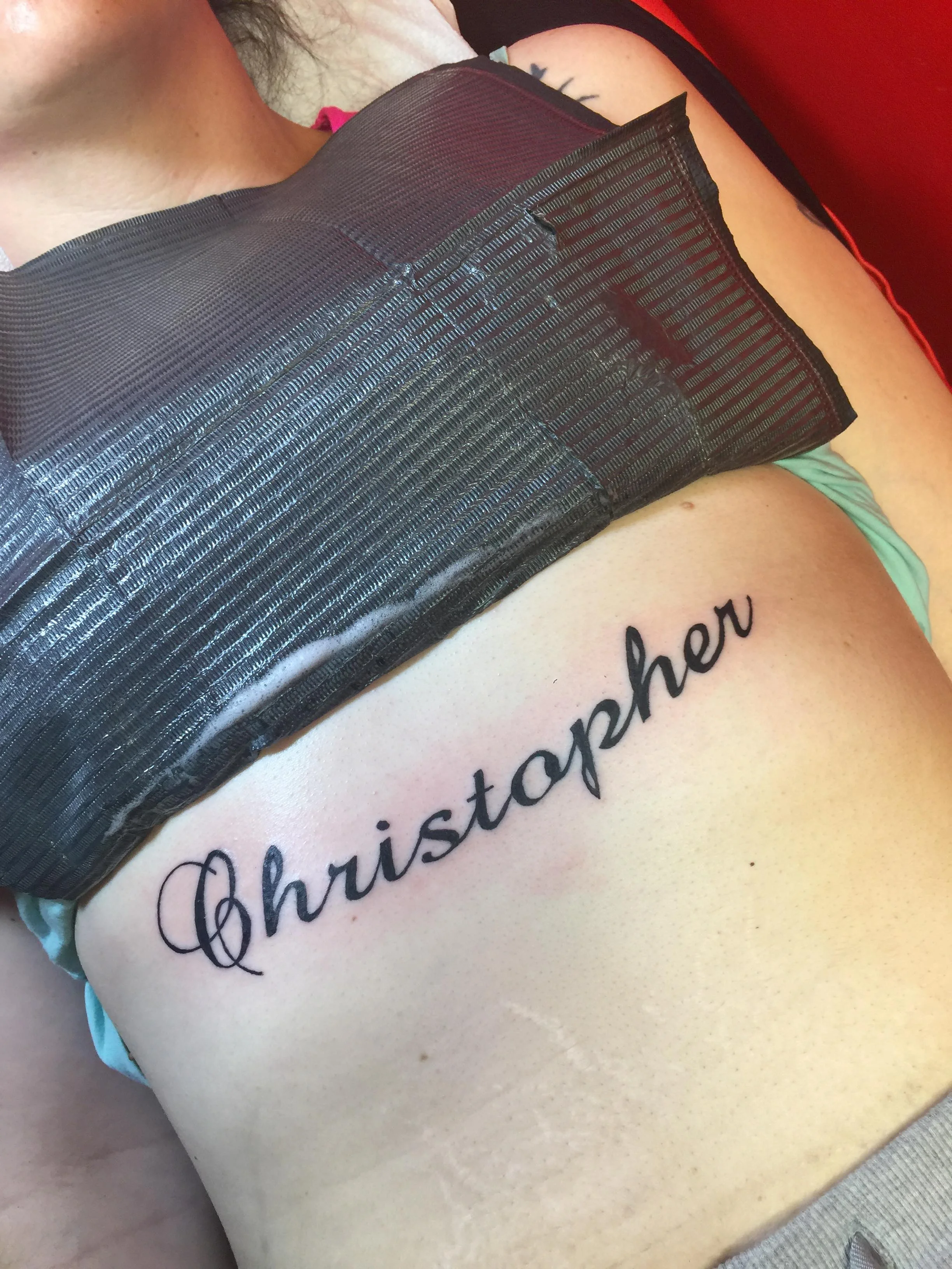Large Script Tattoo Christopher