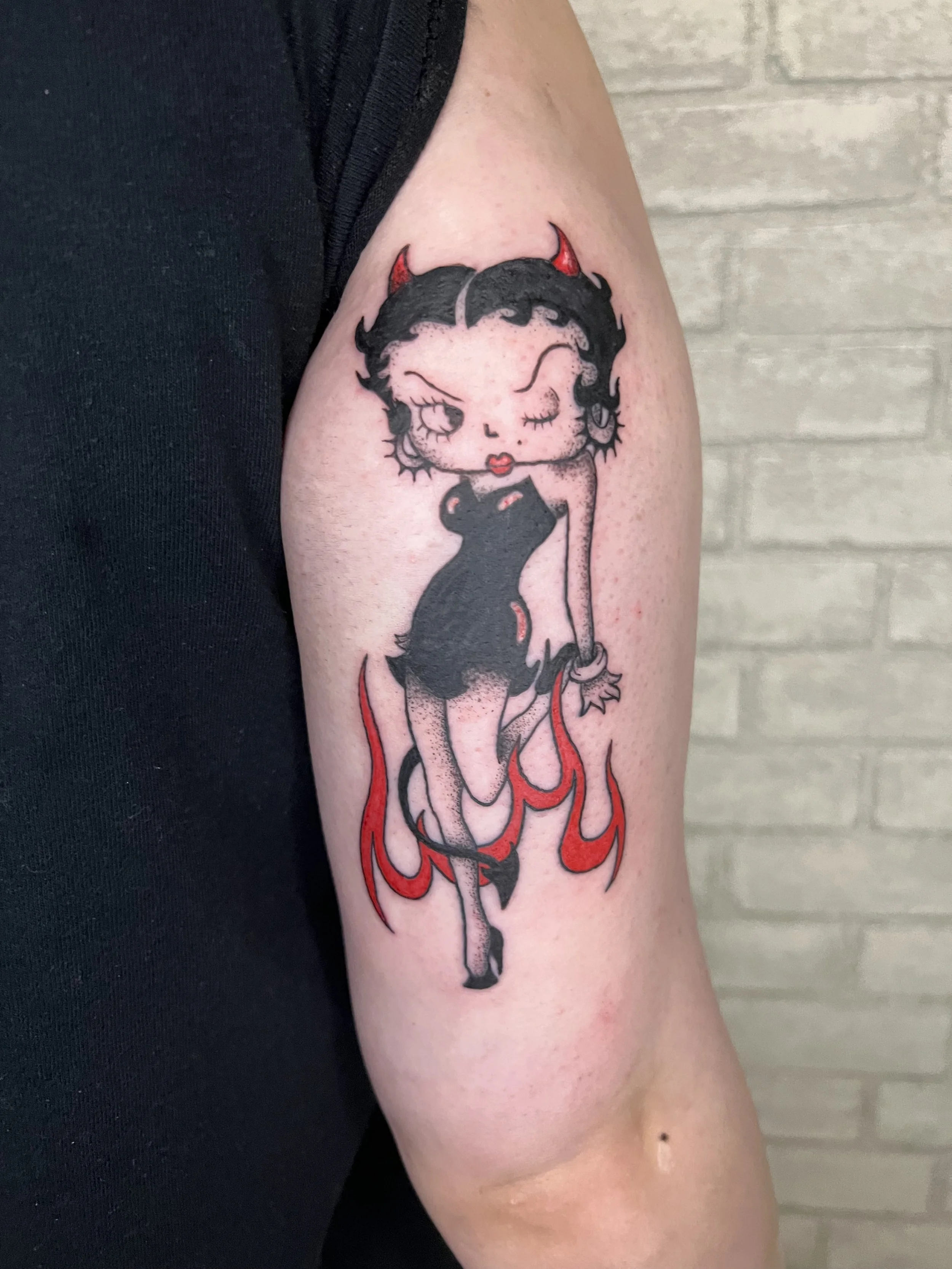 lehigh valley tattoo, local tattoo, evol tattoo, pennsylvania tattoo, black and grey tattoo, cartoon tattoo, betty boop tattoo, pin up tattoo, fire tattoo, lady tattoo, pretty tattoo, cute tattoo, old school tattoo.jpeg
