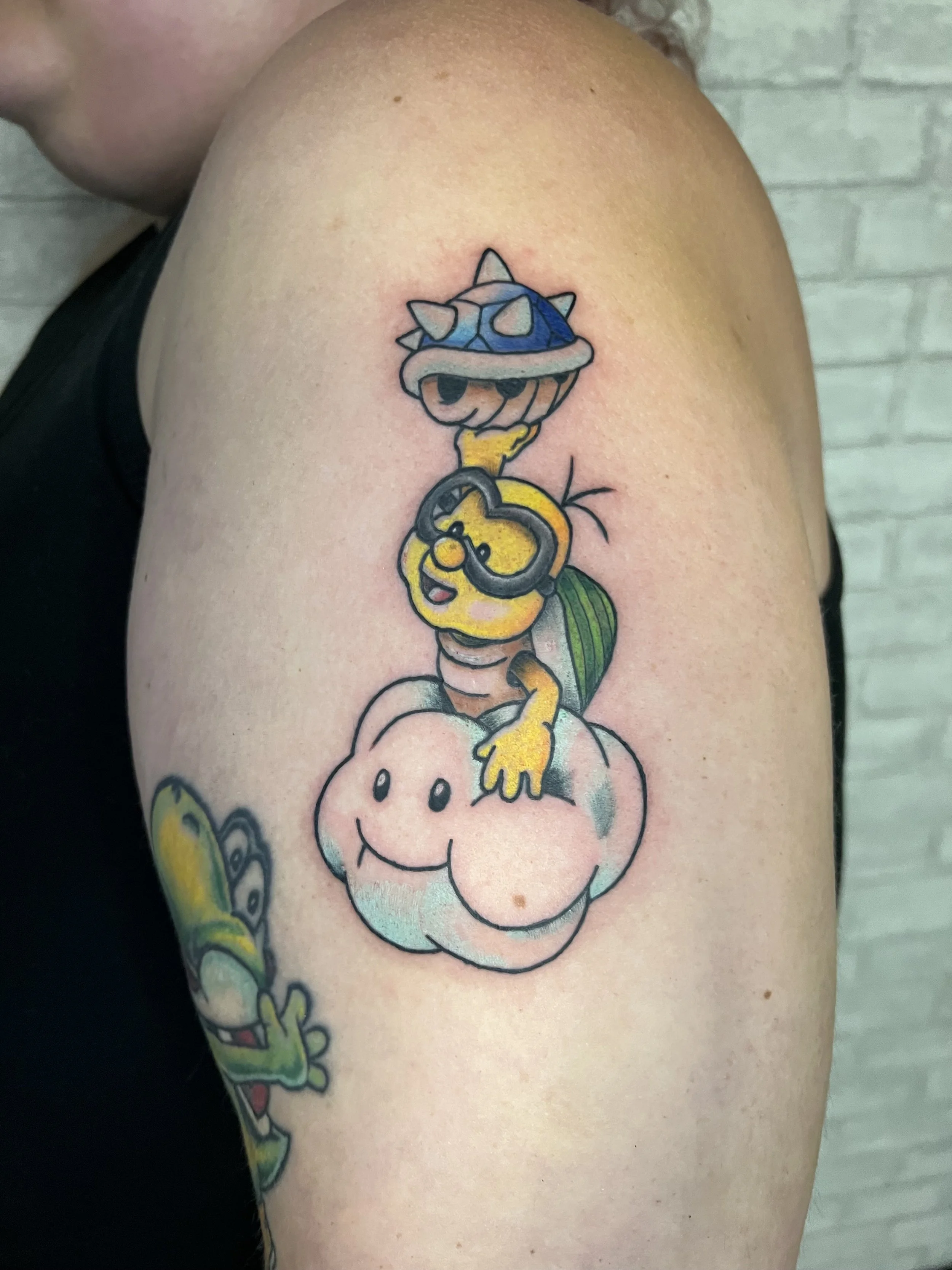 evol tattoo, local tattoos, lehigh valley tattoos, allentown tattoos, color tattoo, cartoon tattoo, video game tattoo, nintendo tattoo, mario tattoo, cute tattoo, turtle tattoo, cloud tattoo.jpeg
