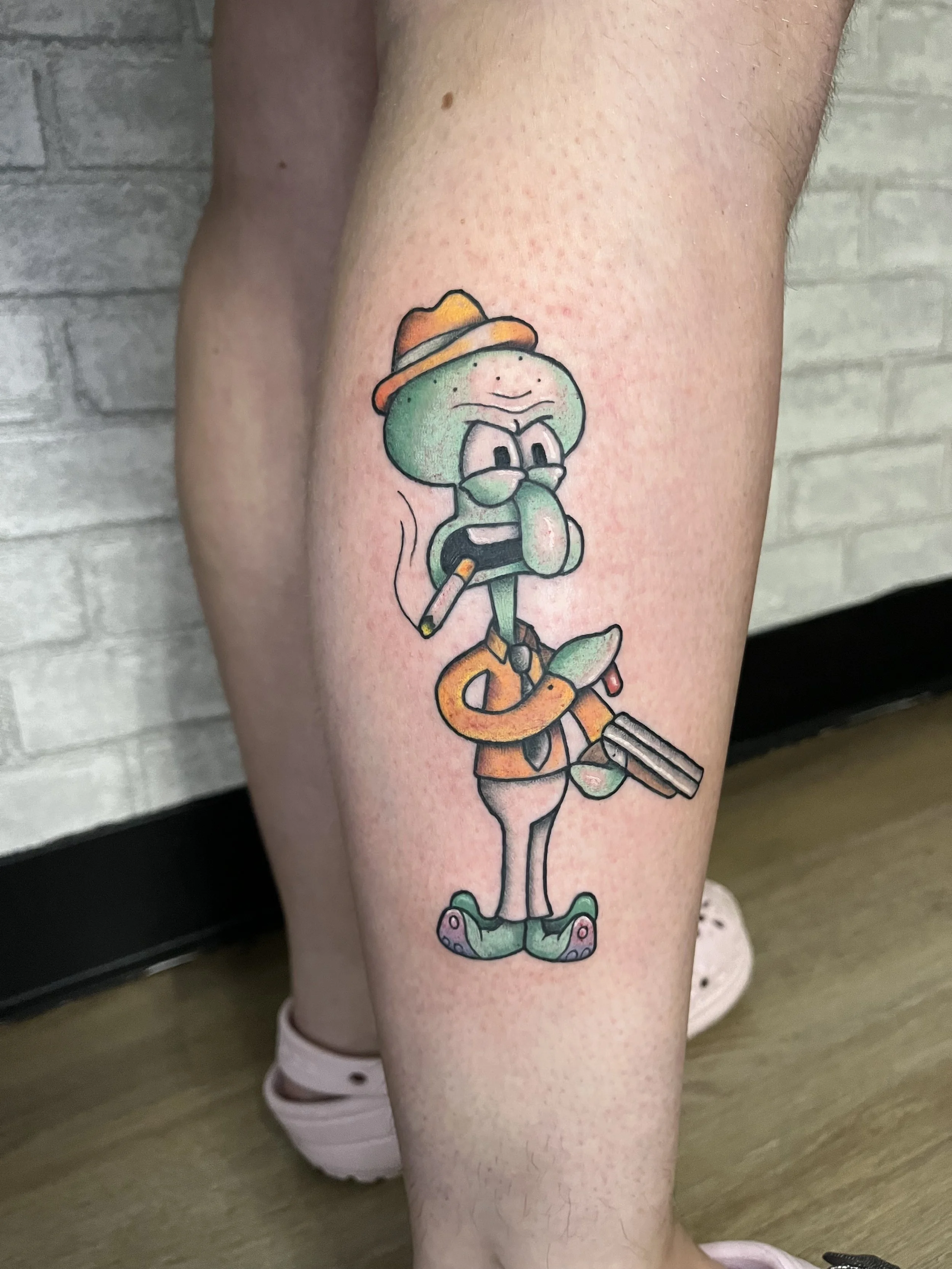 evol tattoo, local tattoos, lehigh valley tattoos, allentown tattoos, color tattoo, spongebob tattoo, squidward tattoo, mafia tattoo, silly tattoo, funny tattoo, cartoon tattoo.jpeg