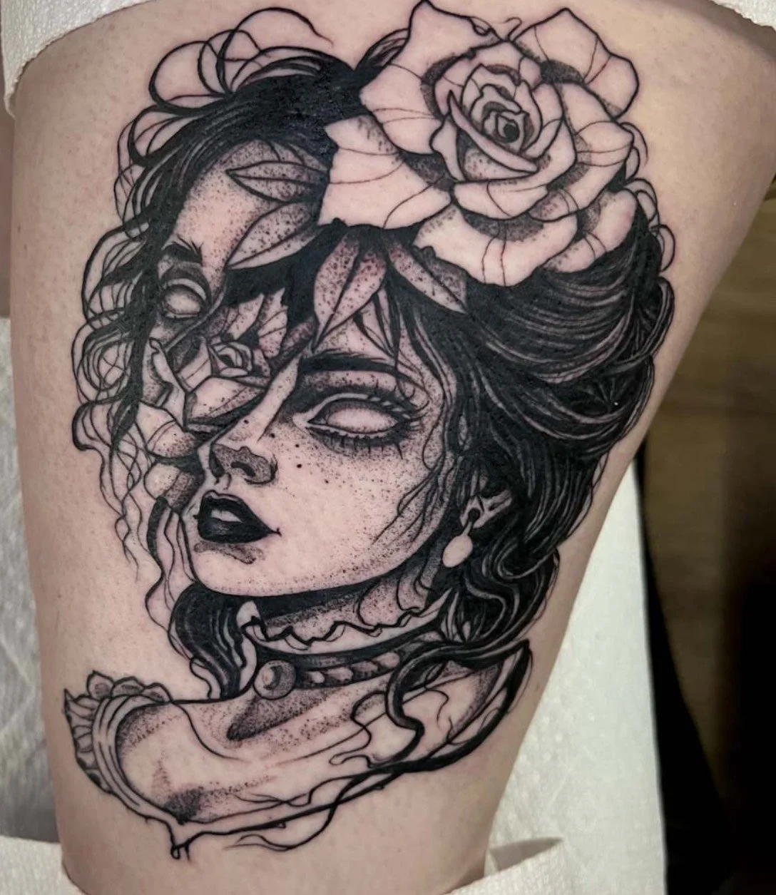 evol tattoo, local tattoos, lehigh valley tattoos, allentown tattoos, catasauqua tattoos, black and gray tattoo, lady face tattoo, pretty tattoo, gothic tattoo, female tattoo artist.jpeg
