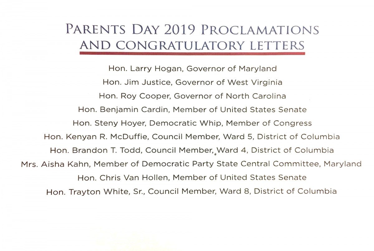 A list of government officials who offered Parents' Day Proclamations and Congratulatory LettersA list of government officials who offered Parents' Day Proclamations and Congratulatory Letters