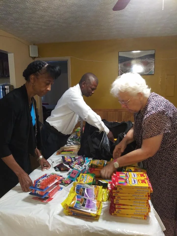 Packing school supplies