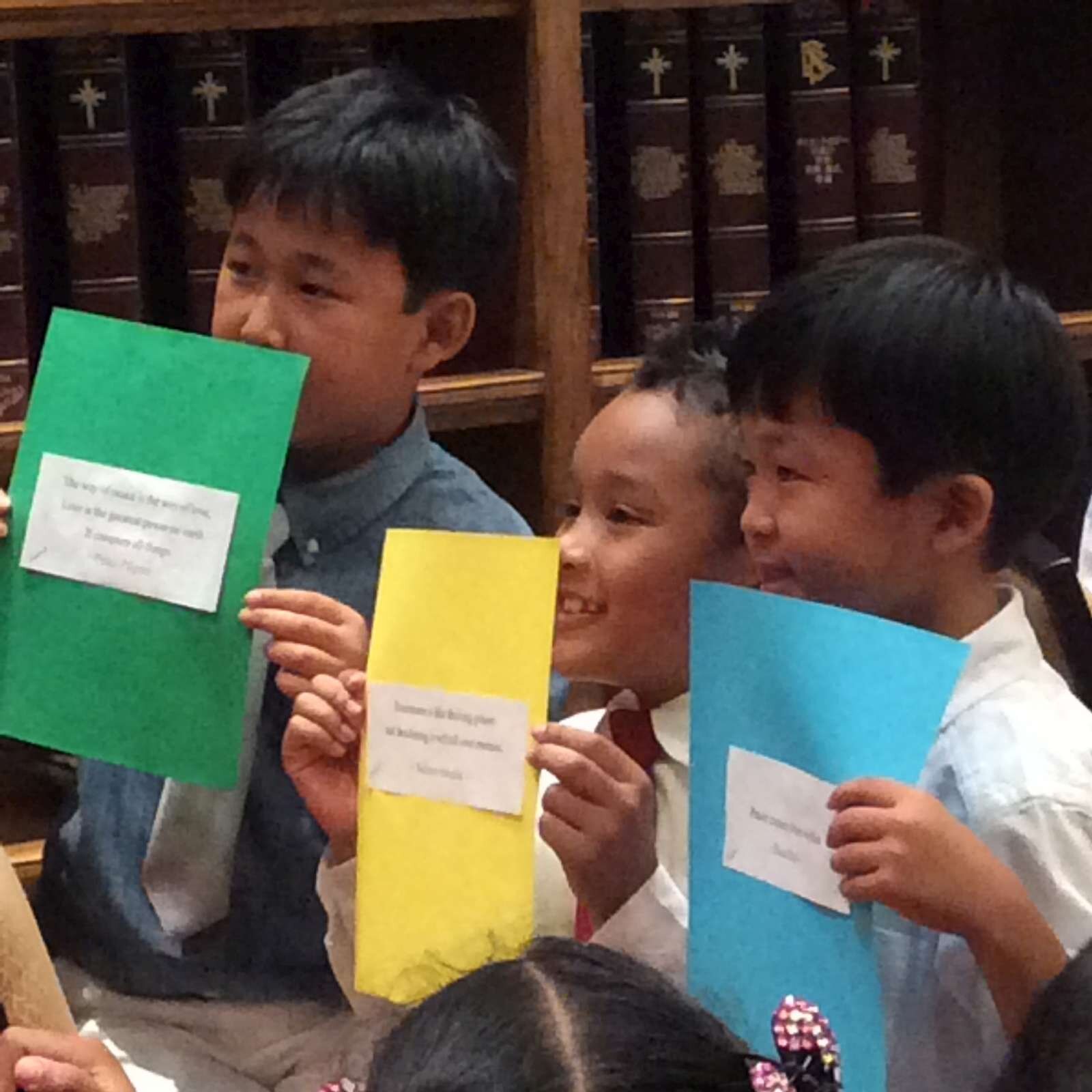 Some of the children who read peace quotes