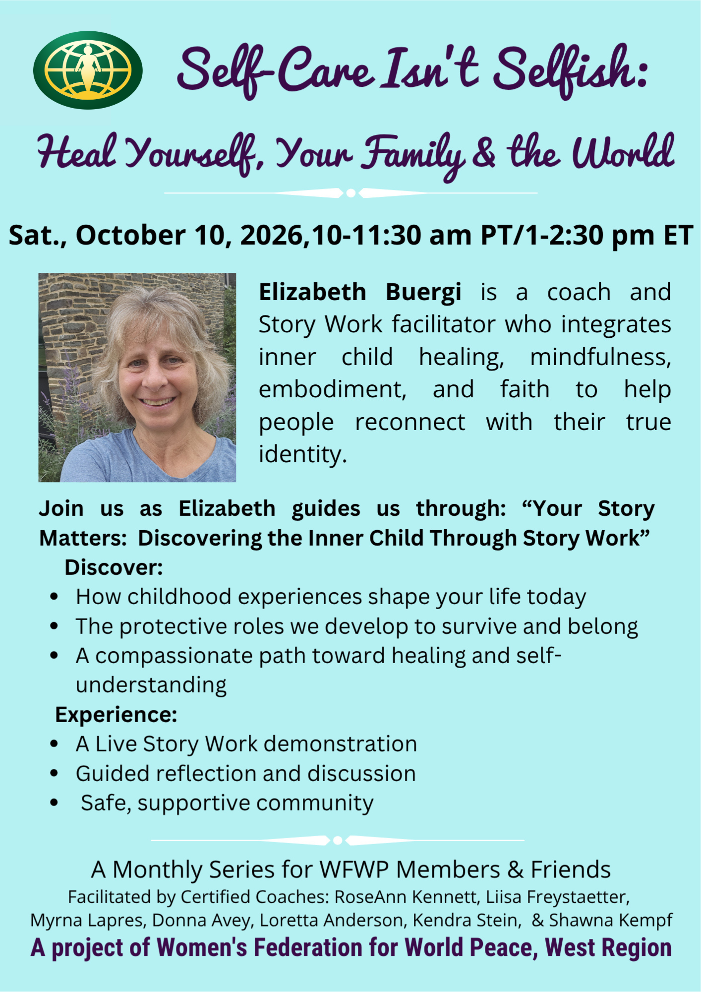 Oct. Self-Care Isn't Selfish: Heal Yourself, Your Family & the World