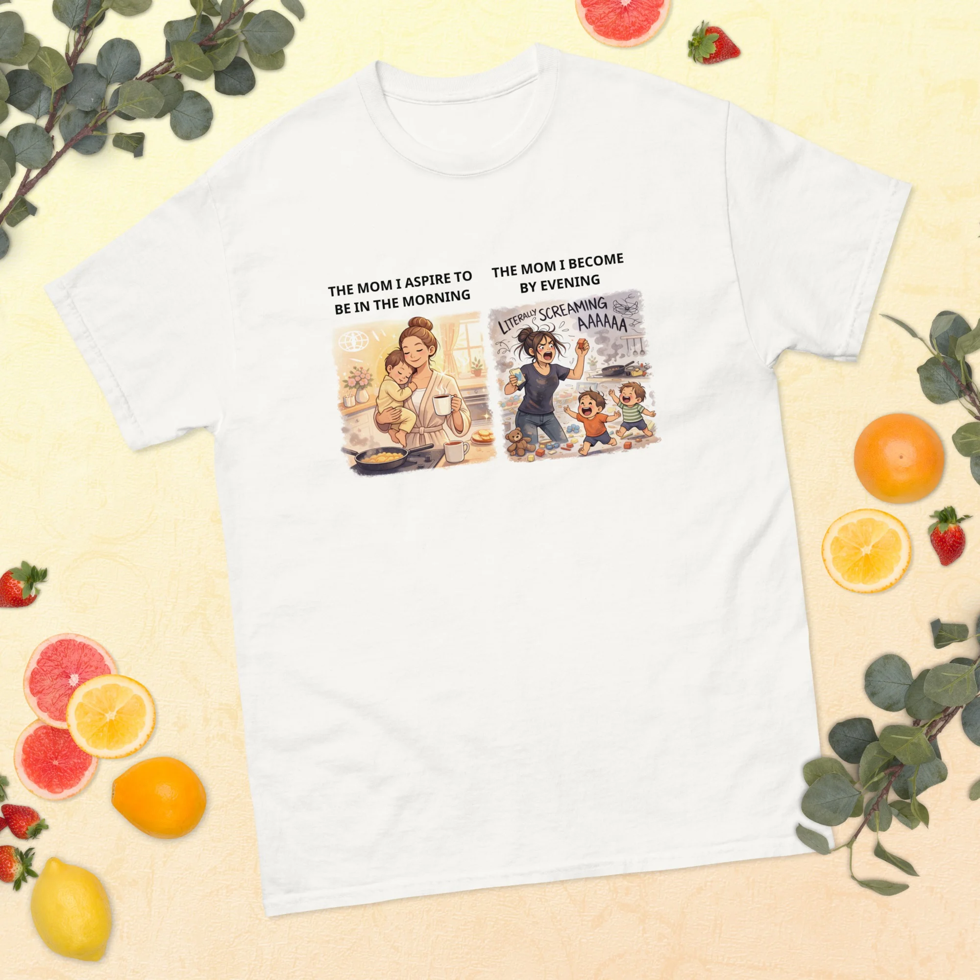 Morning Intentions vs Evening Reality of a Mom—Unisex Classic Tee