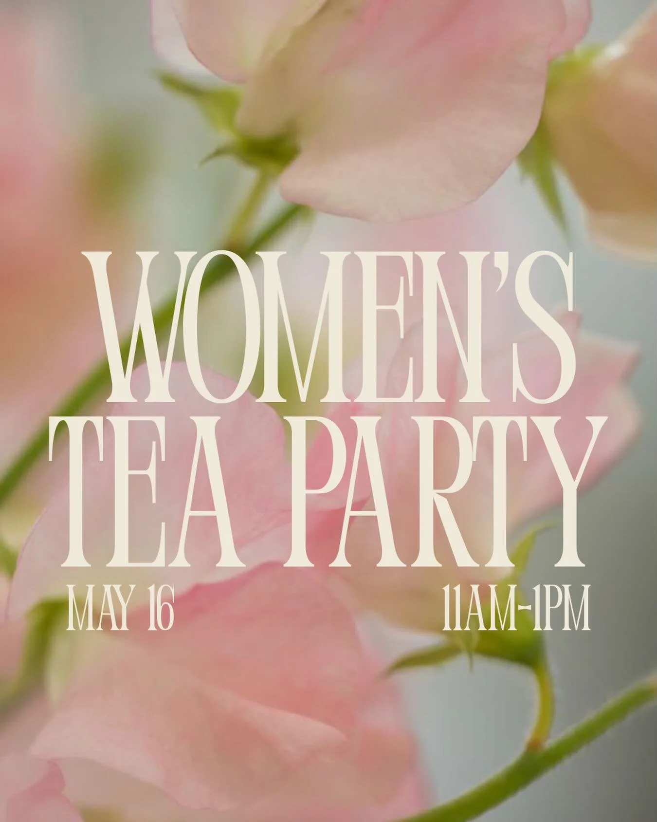 We&rsquo;re hosting a Women&rsquo;s Tea and you&rsquo;re invited! ☕🌸

Join us on Saturday, May 16 (11am-1pm) for a time of connection and growing together in a community centered on Jesus.

Grab a friend, put on your cutest tea-party outfit, and com