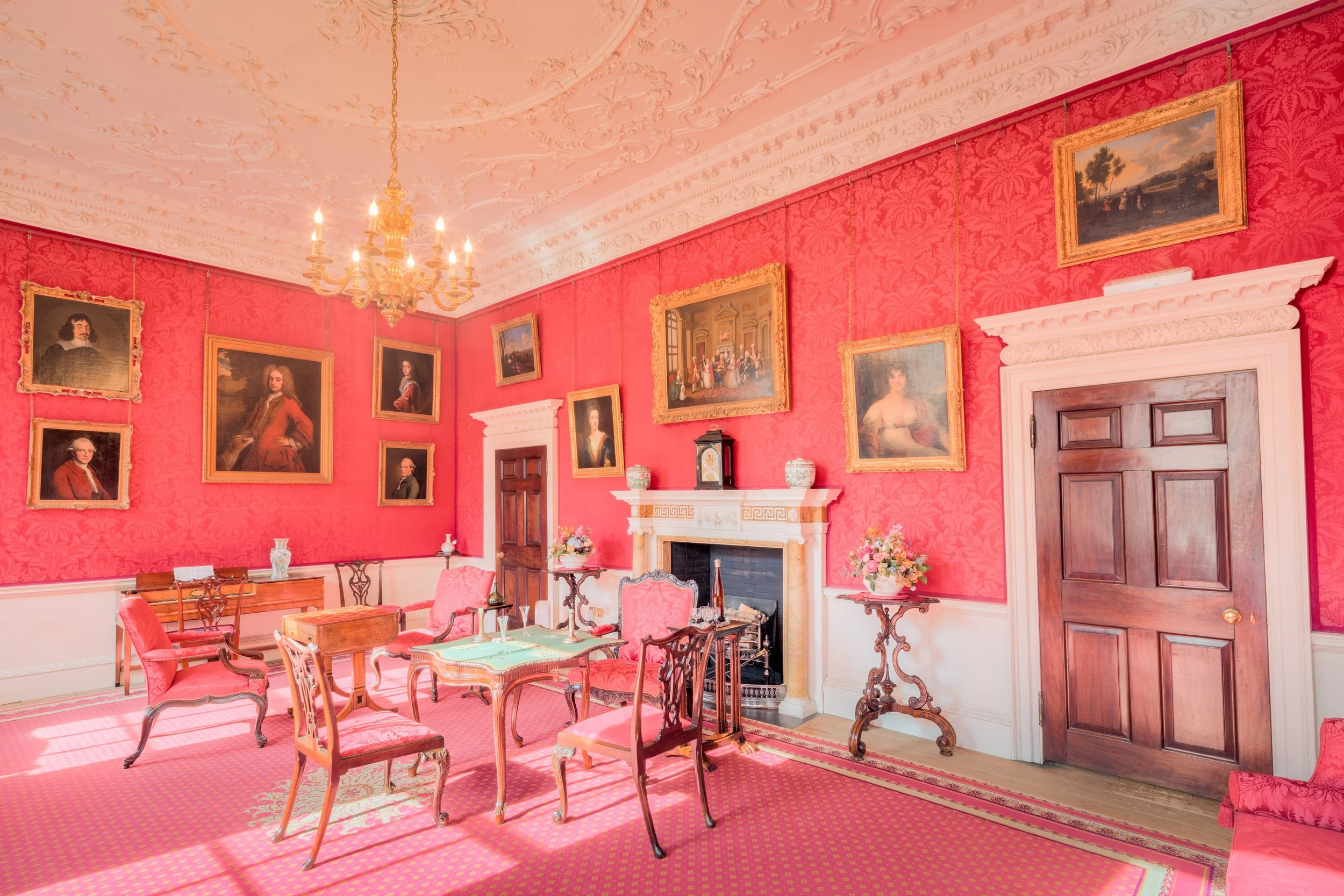 This is a great example of a monochromatic room offering various textures throughout the space to create visual interest in this dominantly pink space.