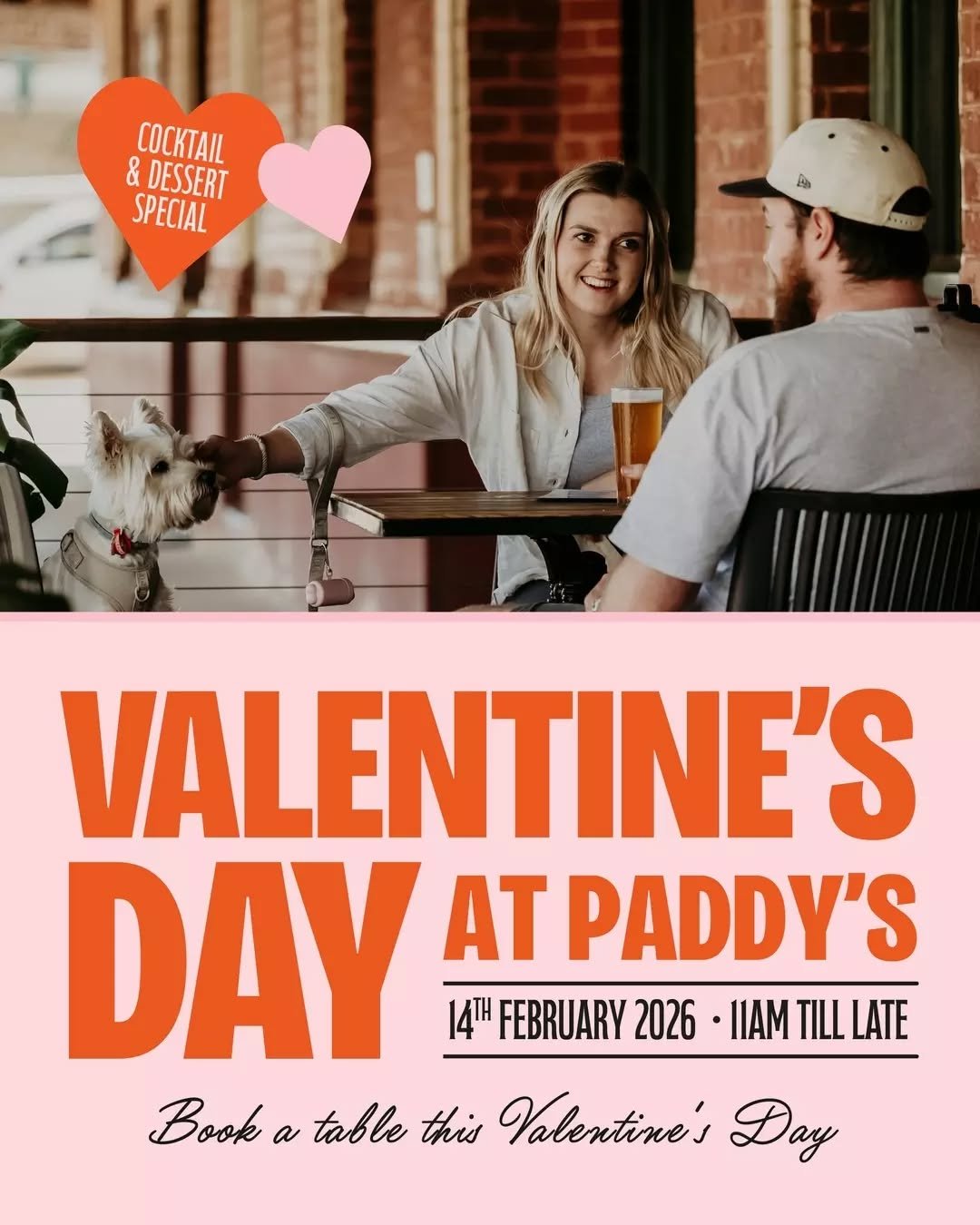 Love is in the air and so is something sweet at Paddy's &hearts;️

This Valentine&rsquo;s Day, treat your favourite person to a relaxed night out with a special Valentine&rsquo;s cocktail and dessert from our large range of cakes! Book now via the li