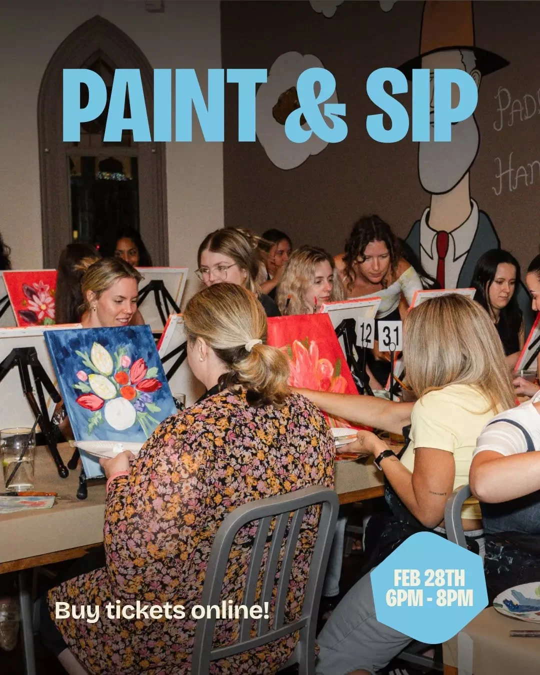 Join local artist Hajni for another evening of Paint &amp; Sip at Paddy's 🎨🍷

Unwind, sip on delicious cocktails and let the creative flow! Book your spot by heading to the link in our bio.