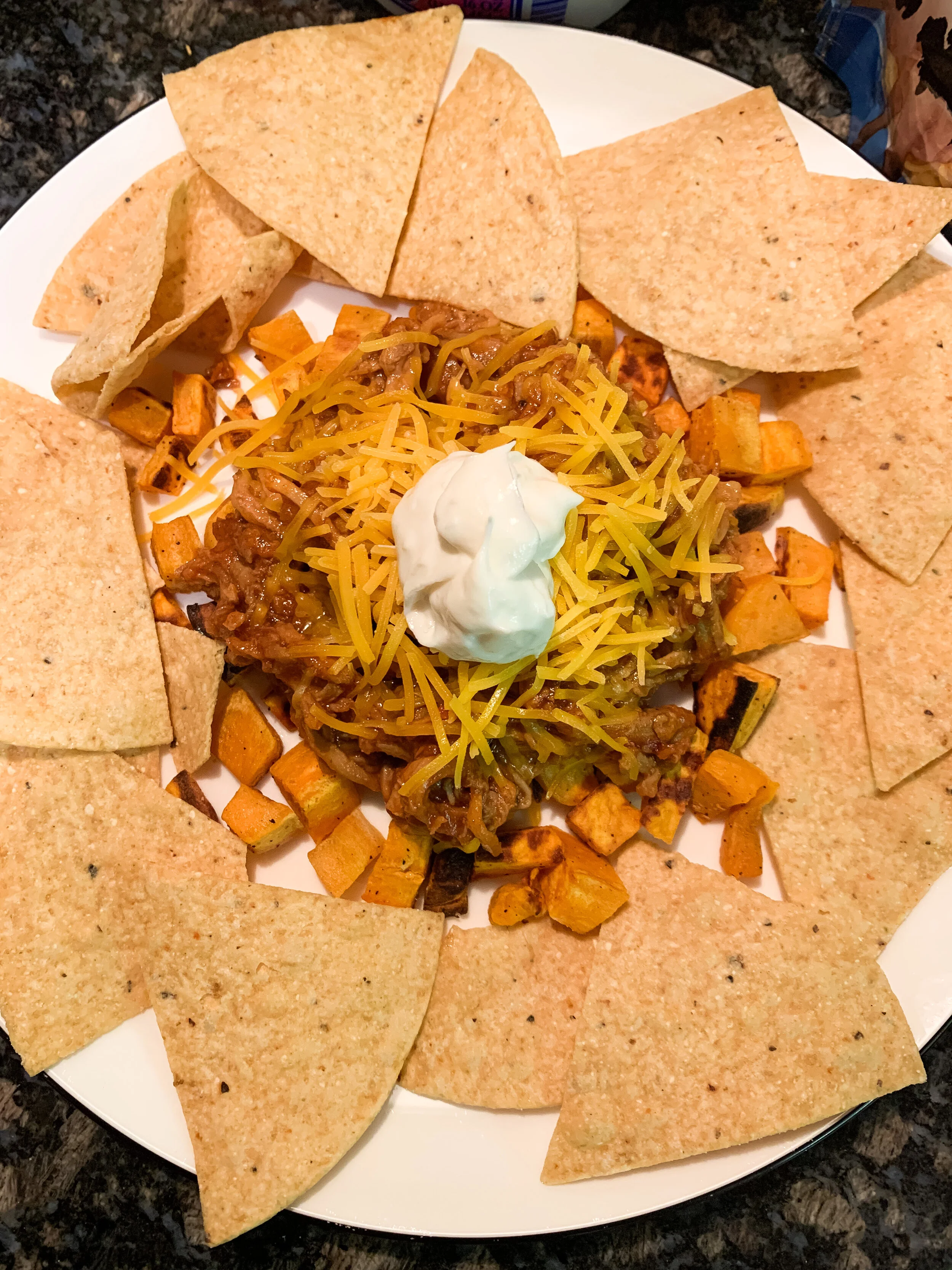 Pulled Pork Sweet Potato Nachos