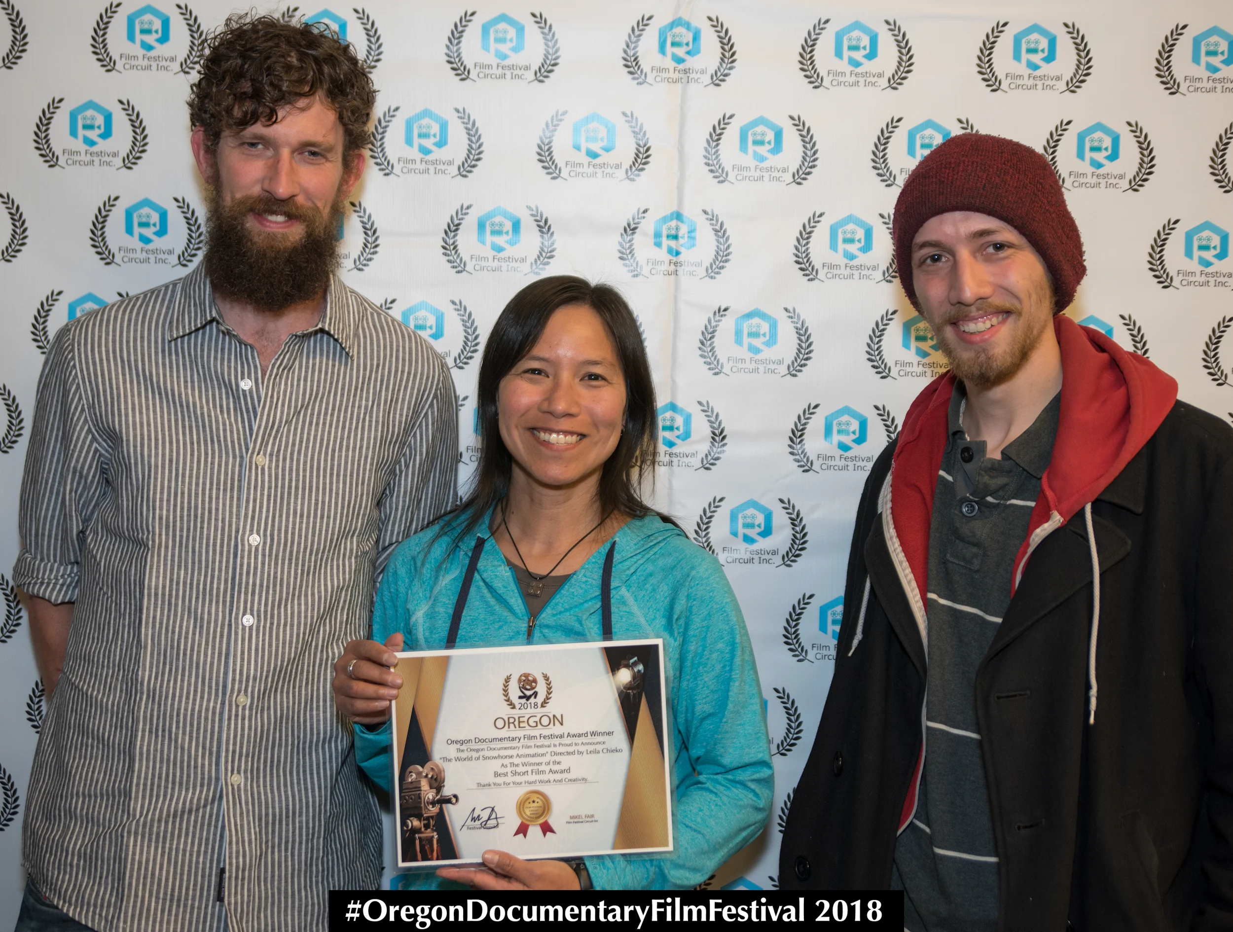 Joey Ethridge, Leila Chieko, Vince Szczesniak - Accepting Best Short Film Award