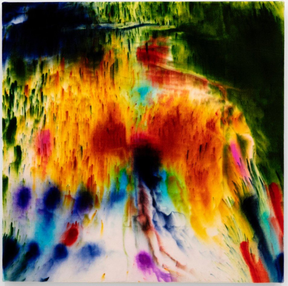 Lot # 305 Soleé Darrell The Flight In Me (2024) Dye on silk velvet 30 × 30” Soleé Darrell is a Bermudian born multidisciplinary artist who is based in Oakland, CA. She has a background in metalsmithing but has recently taken up painting as a ne
