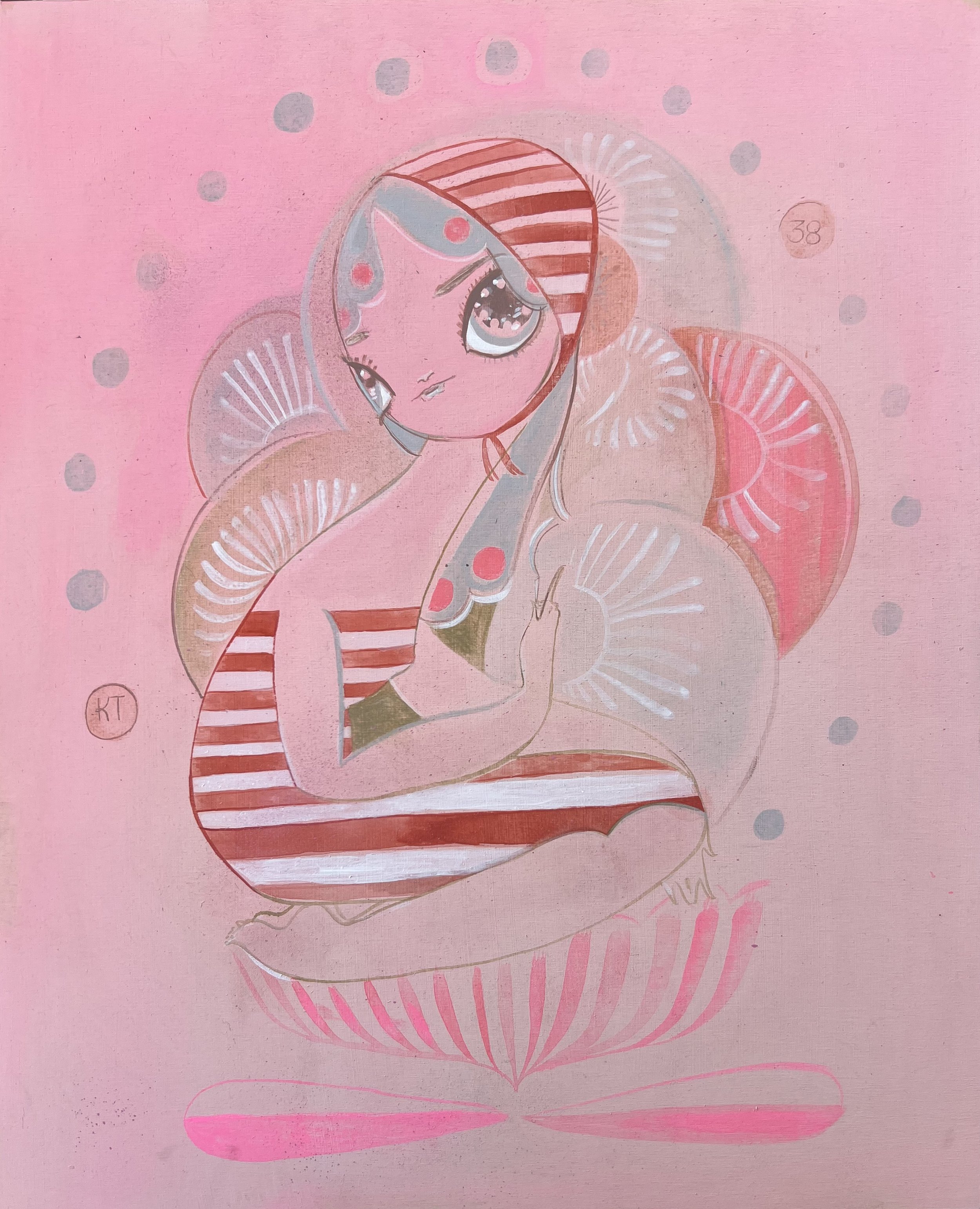 Lot #319 Kelly Tunstall Job (2018) acrylic on panel 16 x 20” Rooted in California’s contemporary art movement, Kelly Tunstall’s work, though figurative in nature, translates mental states; externalized through garments and projected through pain