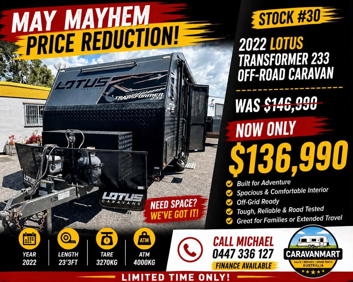 PRICE REDUCED Stock #30 Lotus Transformer 233 Double Bunk . 2 Slides