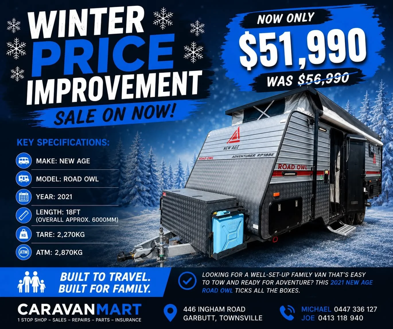PRICE REDUCTION Stock #14 2021 New Age Road Owl – 18ft Family Van