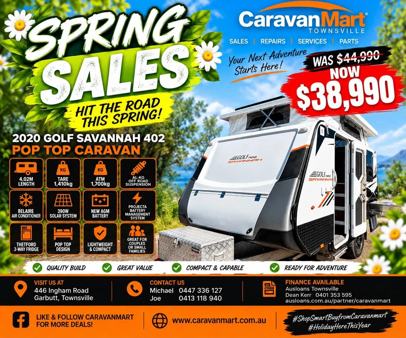 PRICE REDUCTION Stock #20 2020 Golf Savannah 402 Poptop 