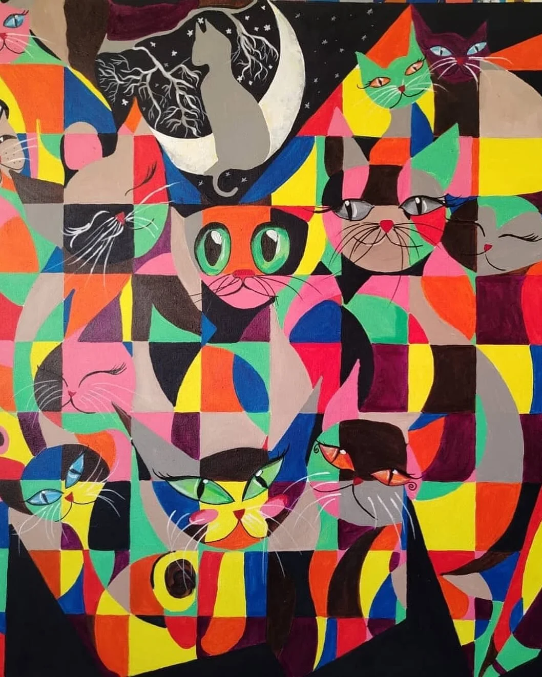 Rosa Ismail 
Psychedelicat 
Acrylic on Canvas
100x100cm