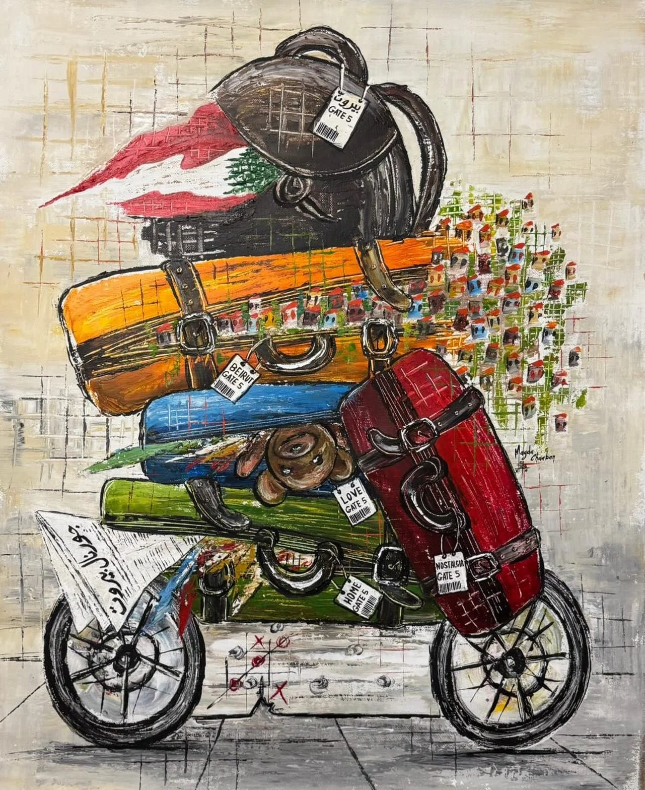 Magda Chaaban 
Un tout en Valise
Acrylic on Canvas
115x92cm
#lebanon #artist #artgallery #artcollector