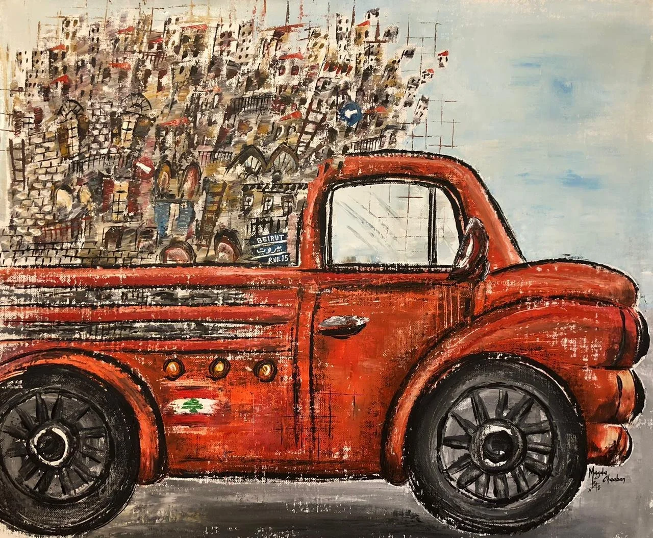 " Red Journey ", Acrylic on jute, 125x110cm-3500$ Second Room Cupboard A.jpg