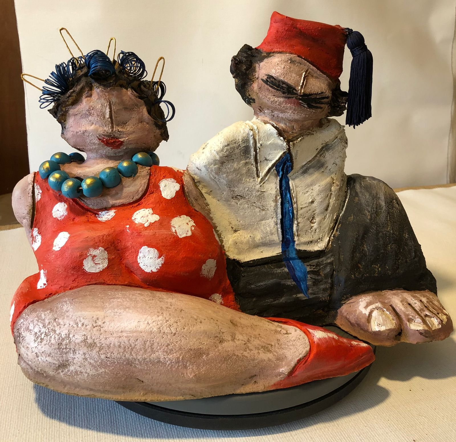%22Le Couple%22 3 Clay Sculpture 40x25x30cm .JPG