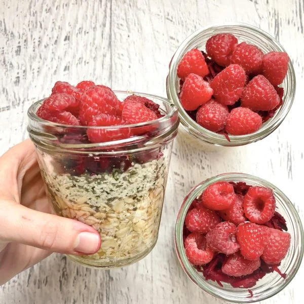 Beet &amp; Raspberry Overnight Oats