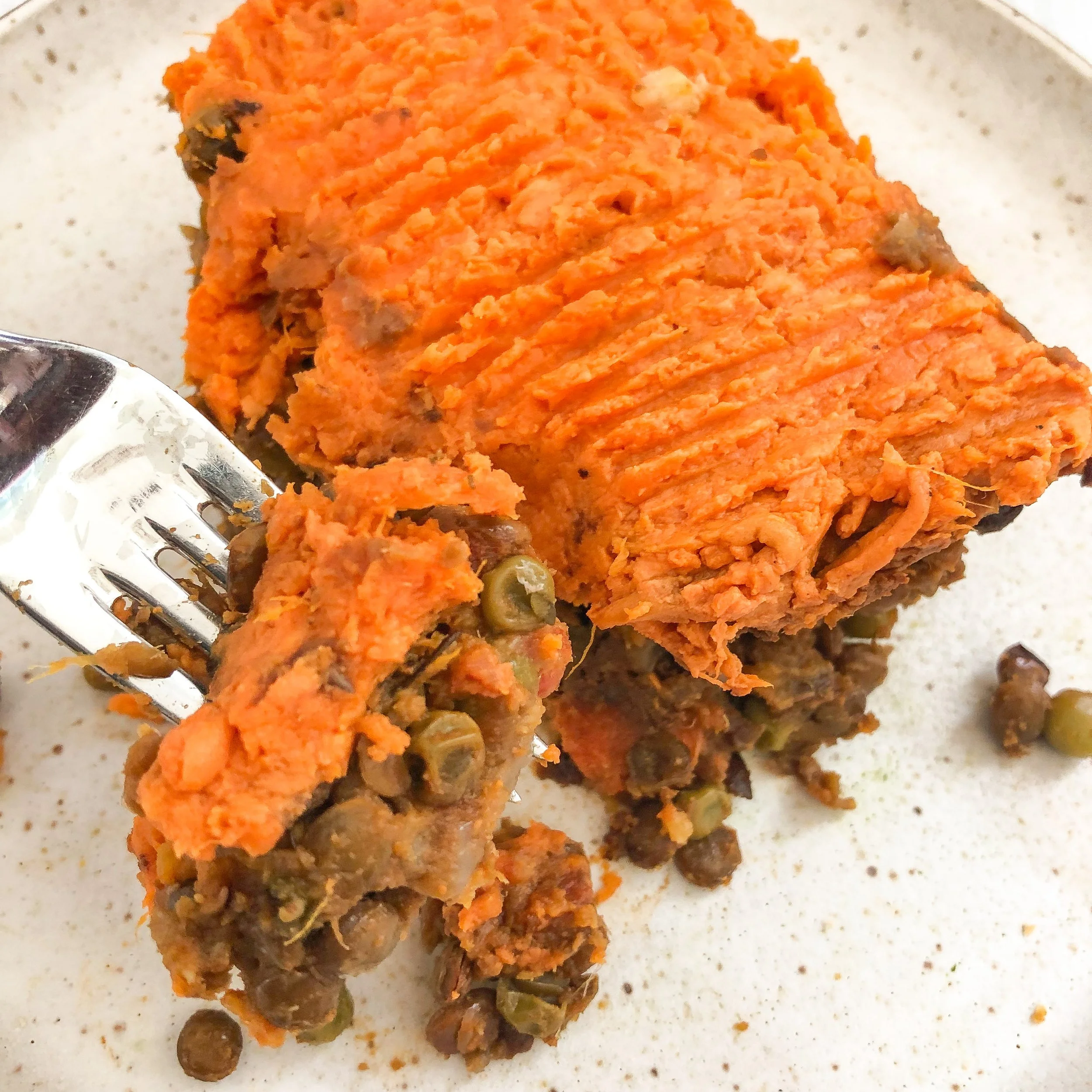 Vegan Sweet Potato Lentil Shepherd's Pie- plant based, gluten free, vegetarian