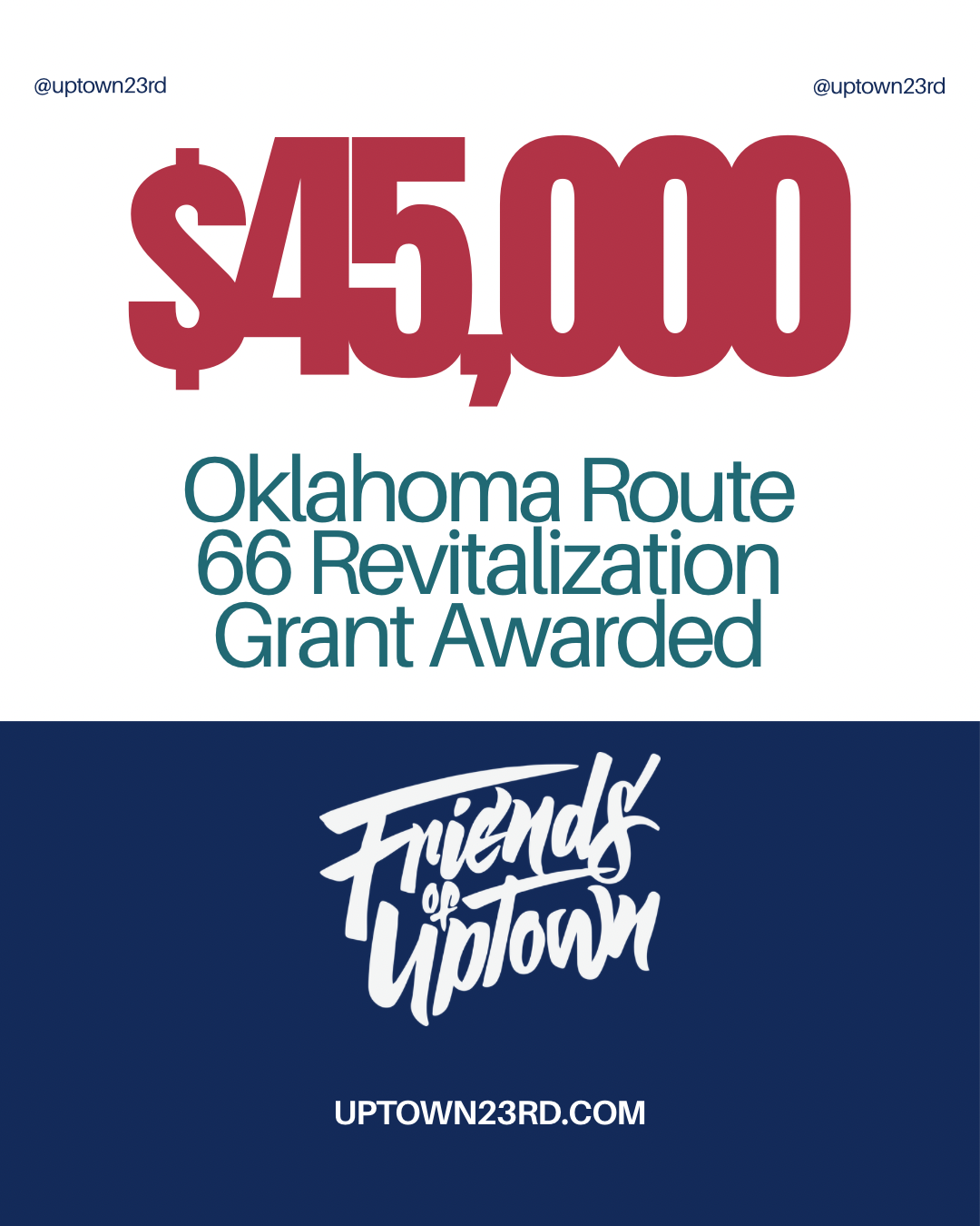 Friends of Uptown Foundation Awarded $45,000 Oklahoma Route 66 Revitalization Grant