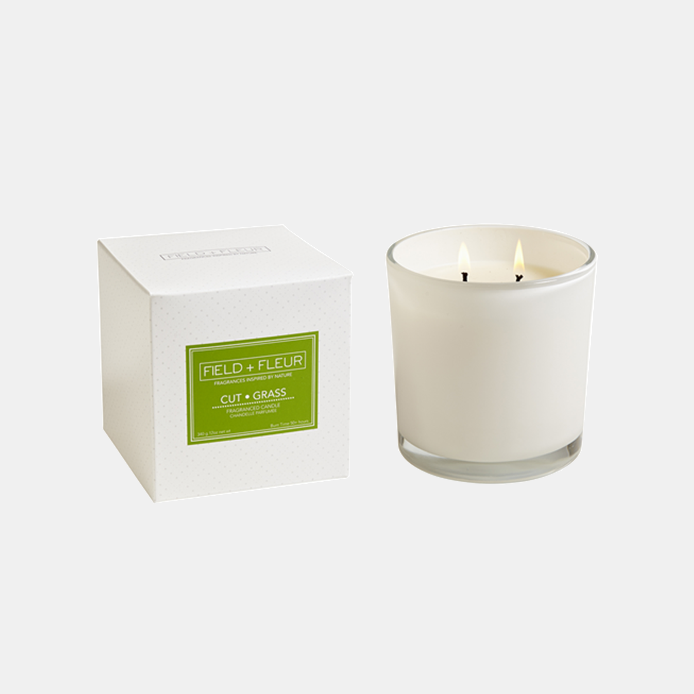 Cut Grass Candle Two-wick candle in white glass jar. 12 oz. SKU49101HLN