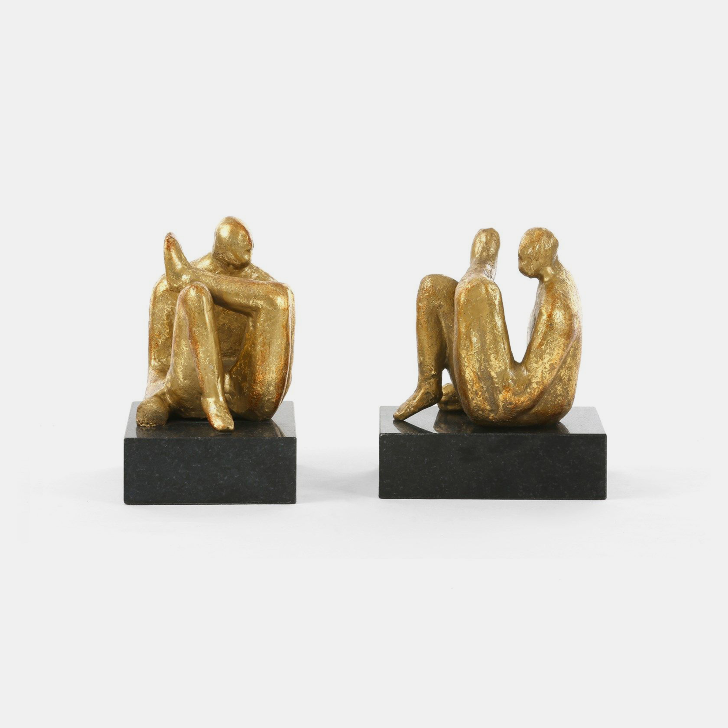 Gold Sitting Statue Gold leafed iron on black marble base. 5.5w x 4.5d x 6h. SKU7785BGW