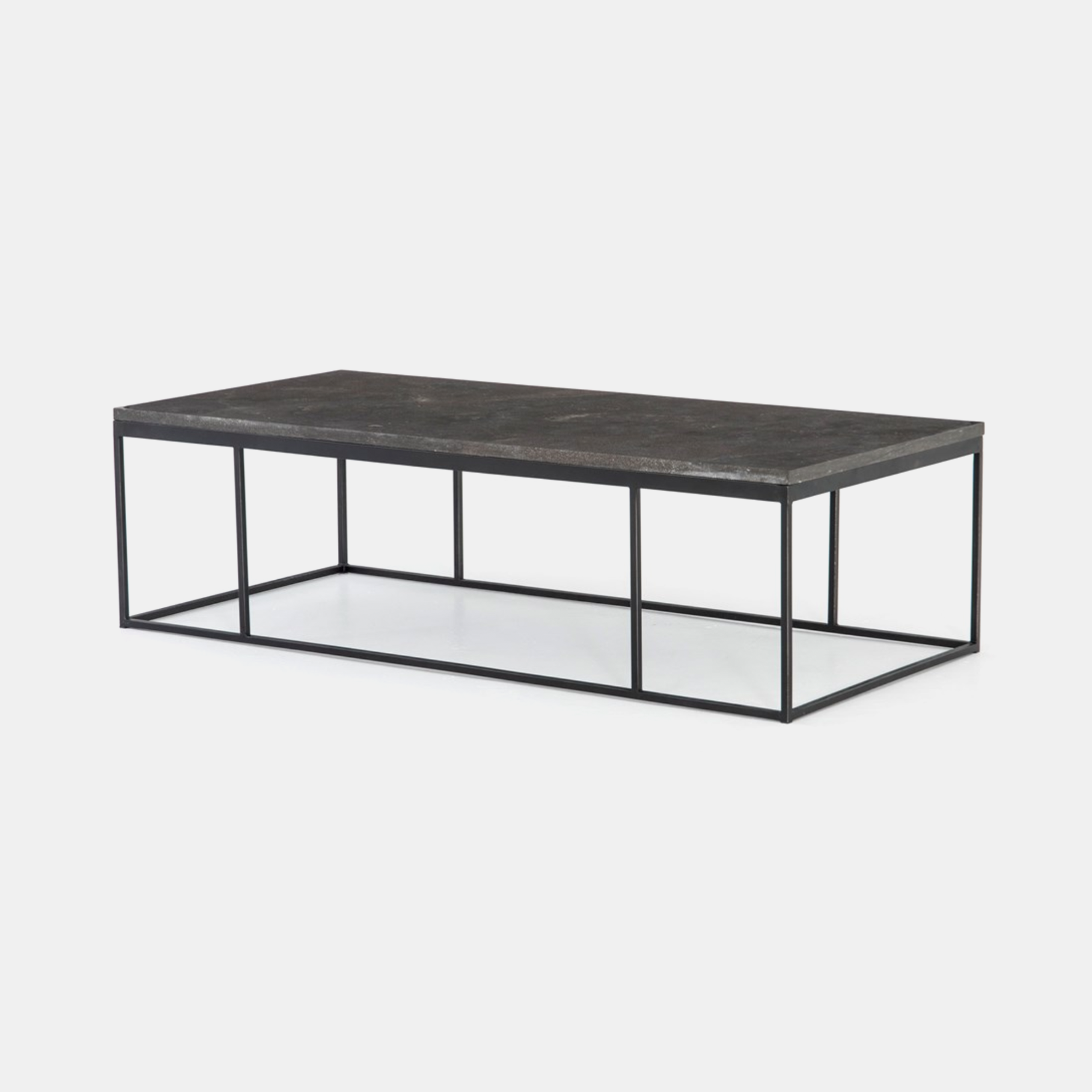 Harlow Coffee Table 60"w x 28"d x 17"h Bluestone top and gunmetal base. SKU7856FHS