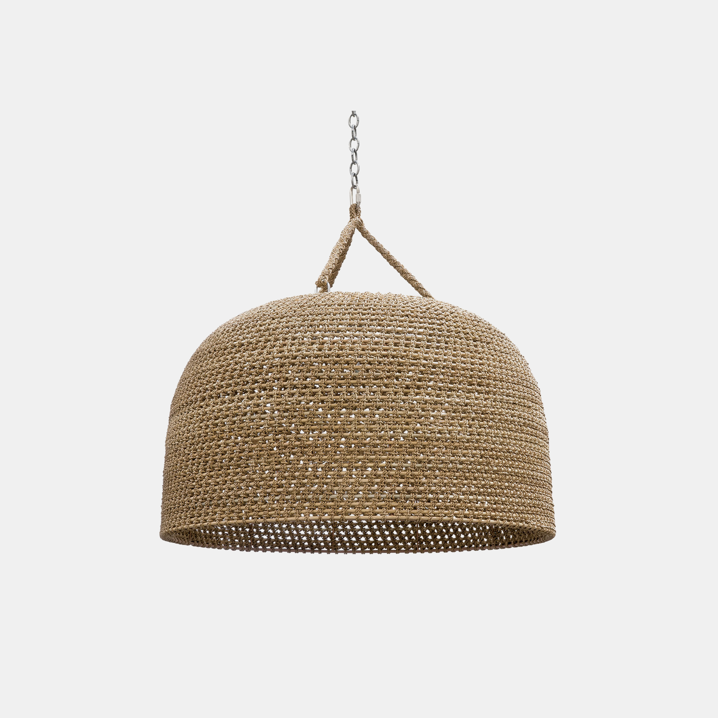 Green Oaks Oversized Pendant 36"d x 21"h + 13.5"h rope and 9'chain Available in natural (shown) and white. SKU10399PLK