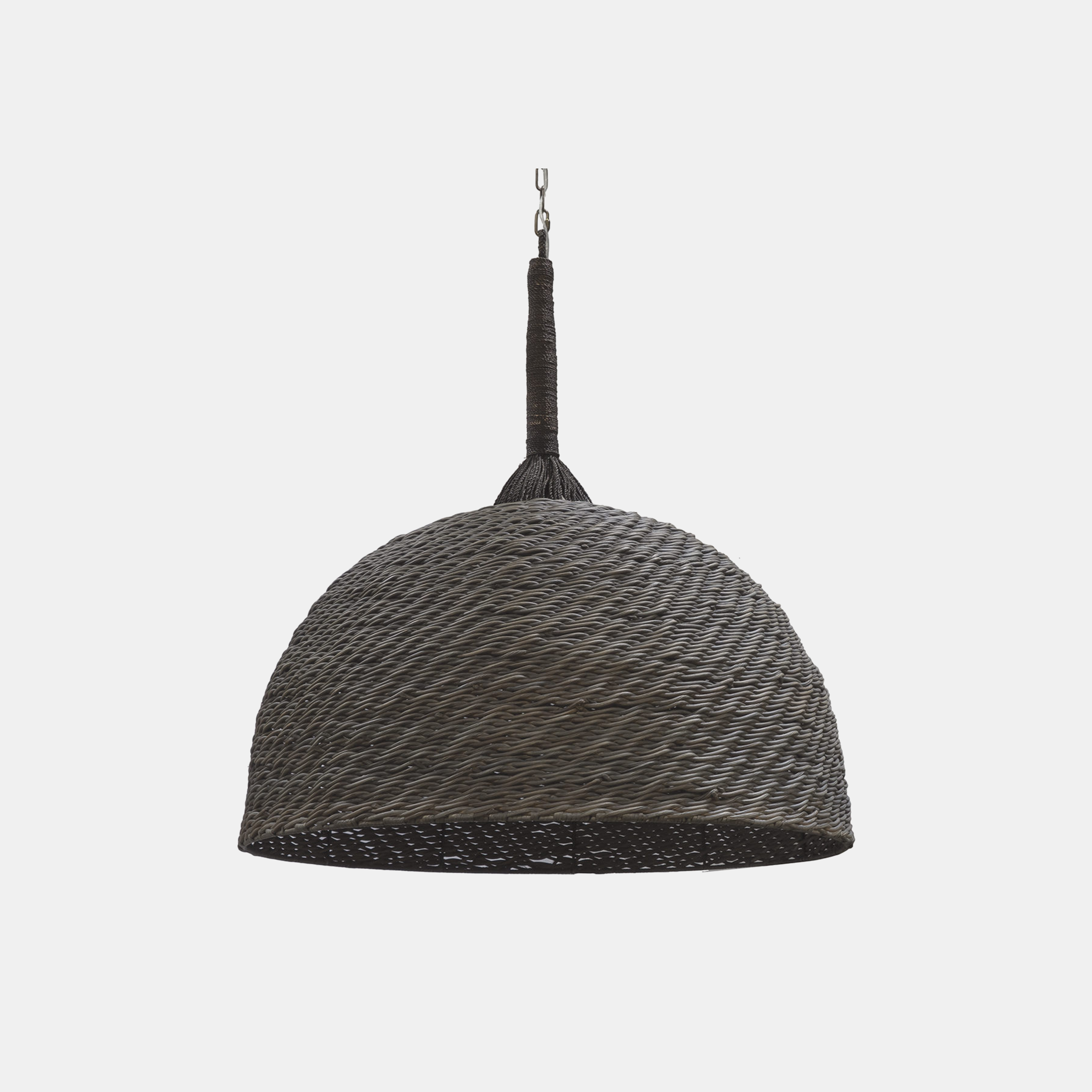 Wisteria Oversize Pendant 42"d x 24"h + 21" rope and 9' chain Available in gray (shown) and whitewash. SKU5921PLK