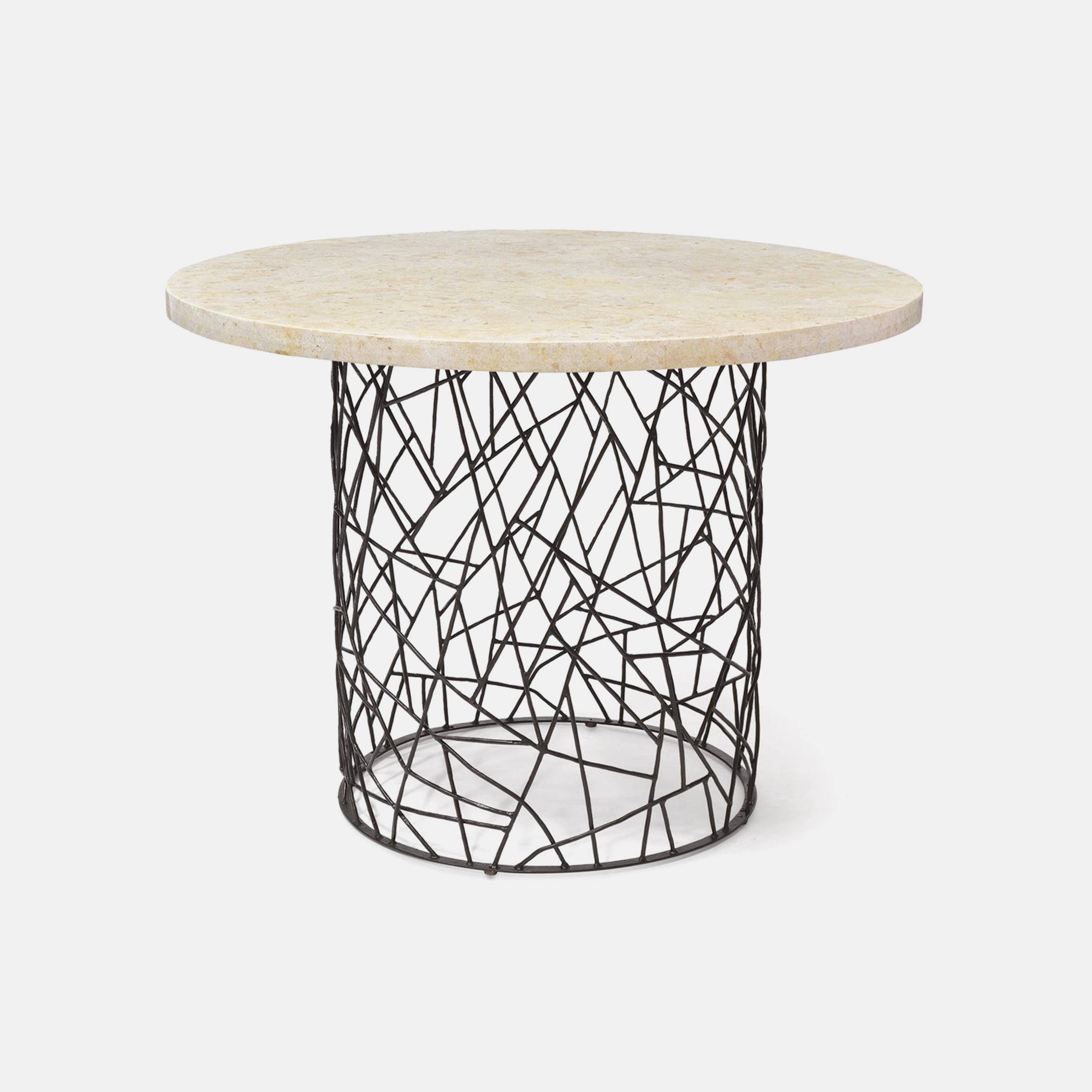 Bleeker Dining Table 36"d x 30"h Stone and iron SKU7829PLK