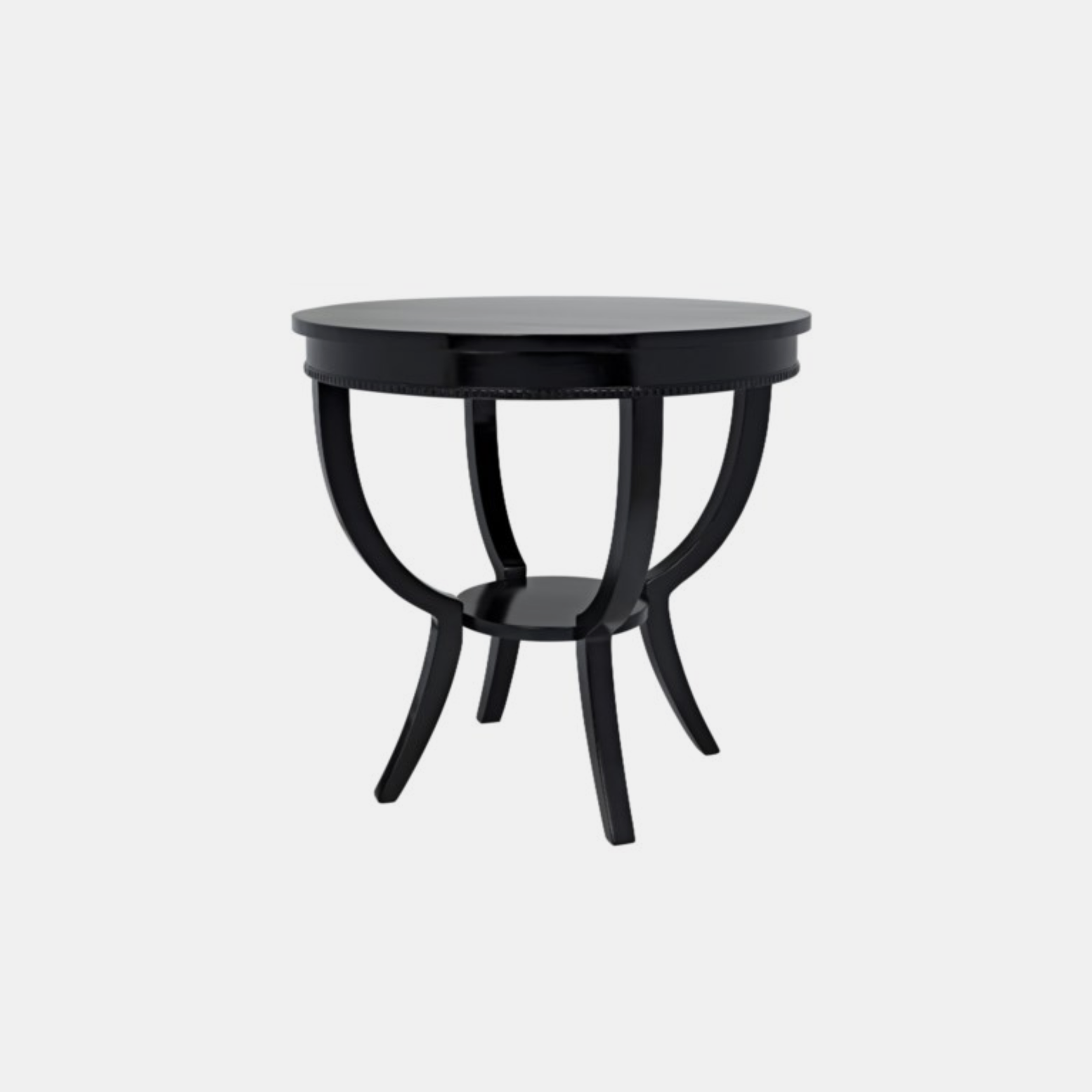 Scheffield End Table 30" round x 28" h Available in black (shown) and distressed brown. SKU1190NOR