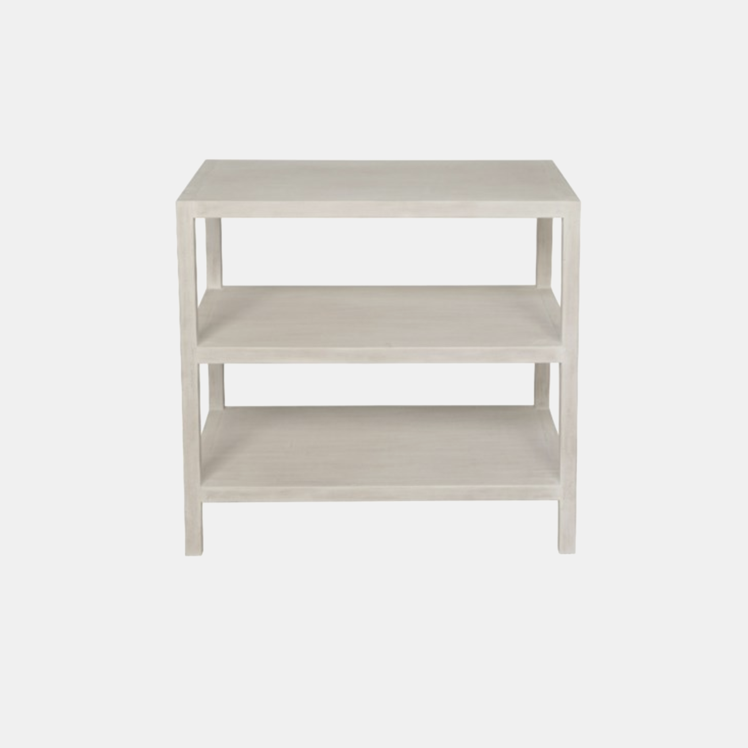 Two Shelf Side Table 28"l x 18"d x 26"h Available in white wash (shown) and black. SKU1667NOR