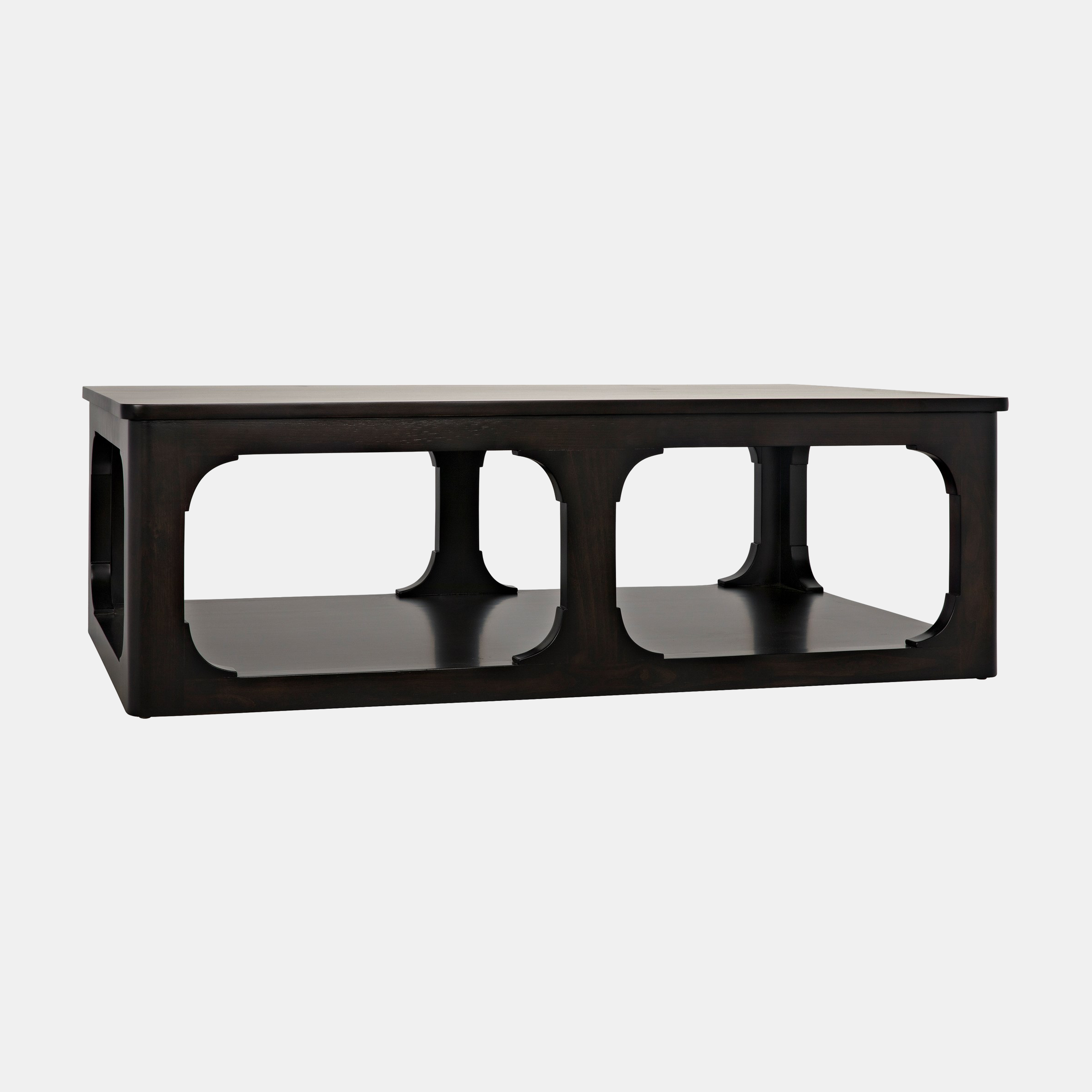 Gimso Rectangular Coffee Table 54”l x 32”w x 17”h or 68”l x 36”w x 18”h Available in espresso (shown) or gray wash wax fir. Also available square, small round, and large round coffee tables, side table, console, and bookcase. SKU2390CFC