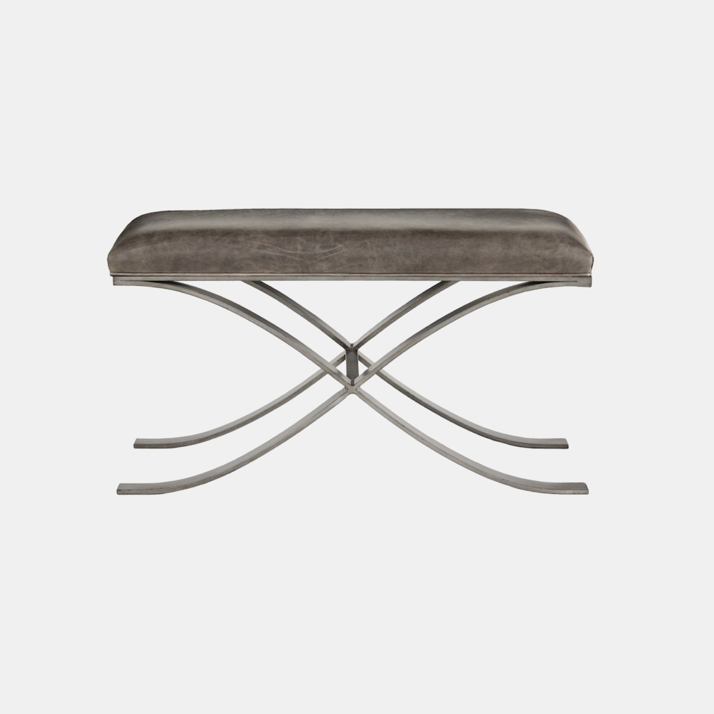 Clyde Bench 36”w x 15”d x 19.5”h Available in several metal, fabric, muslin, and leather finishes as well as COM. SKU3354RFH