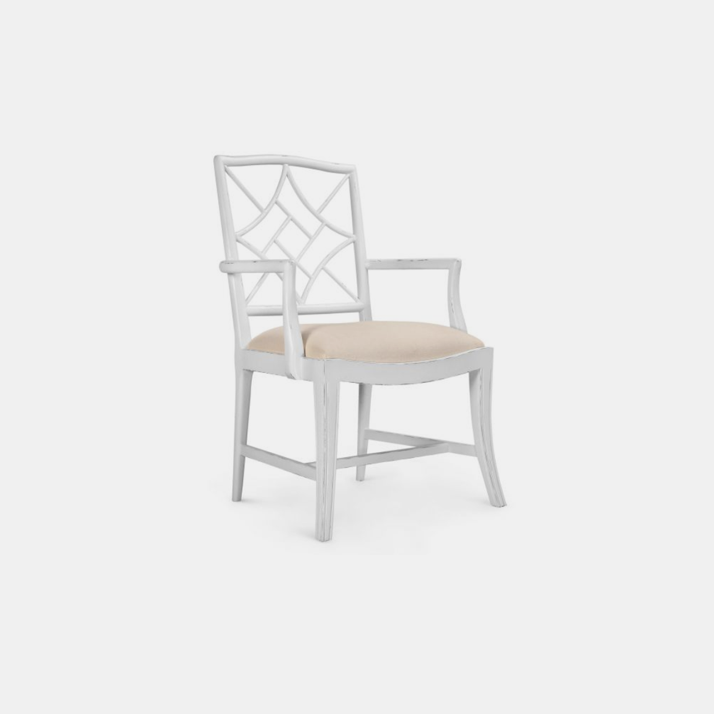 Evelyn Arm Chair 23.5w x 22.5d x 38h Available in white (shown) or black. Also available as side chair. SKU1958BGW