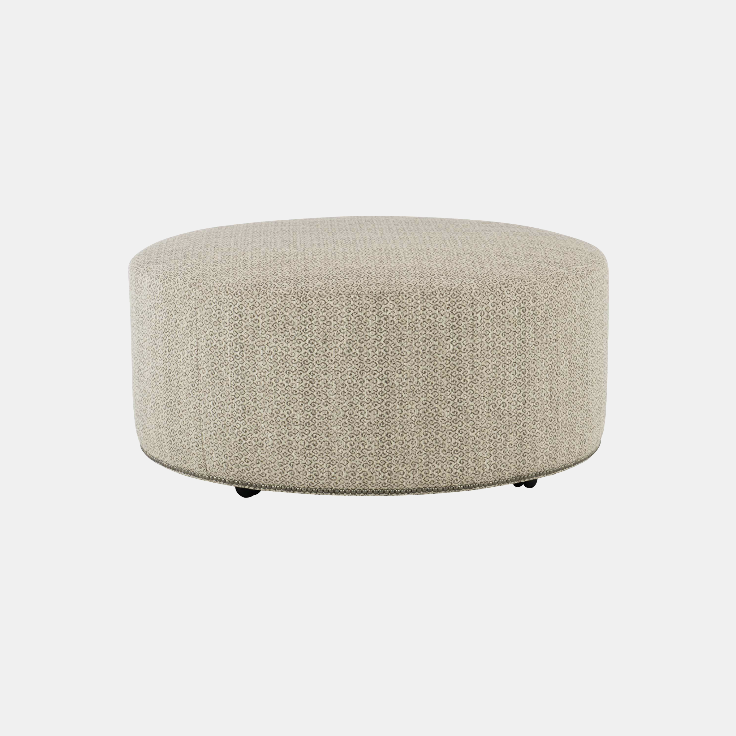 Lolo Round Ottoman 40” or 48” round x 18”h Available in leather and fabric. Available with or without nailheads. SKU59986BHT